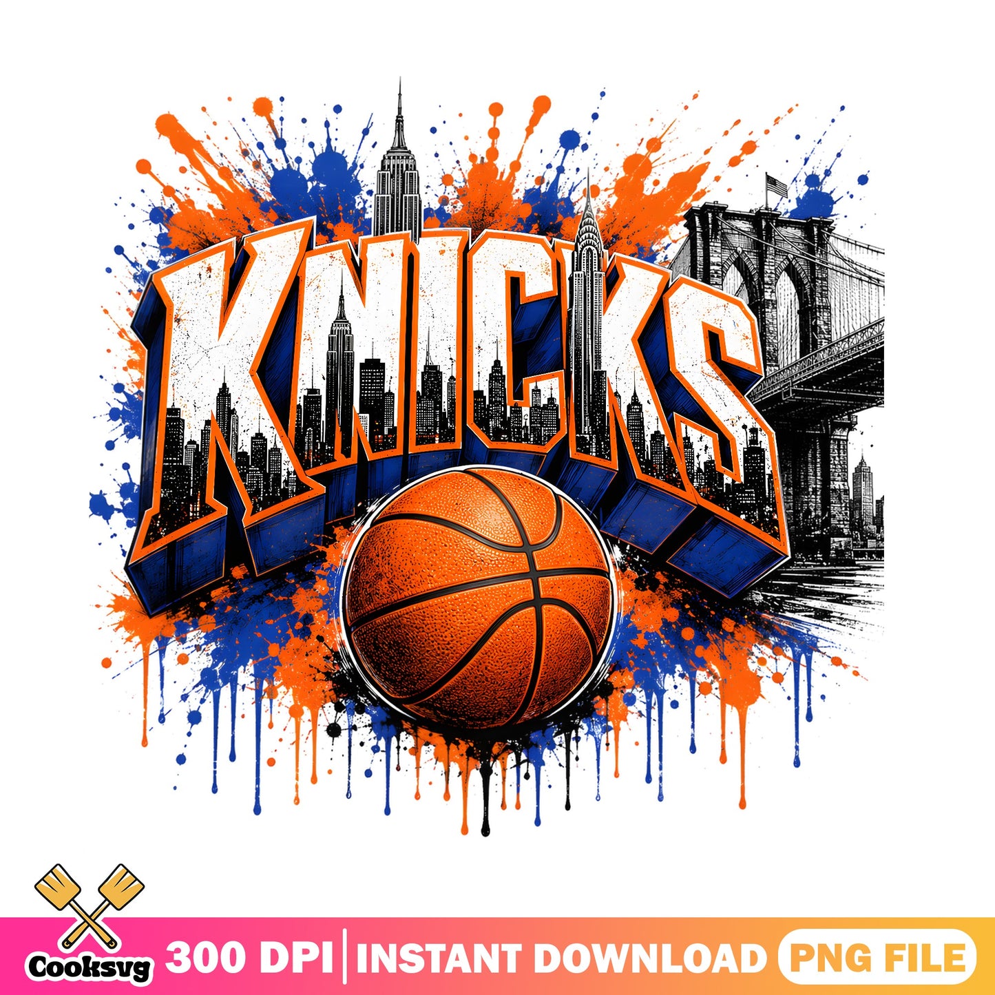 Knicks Basketball Skyline PNG, New York NBA PNG, Sports PNG