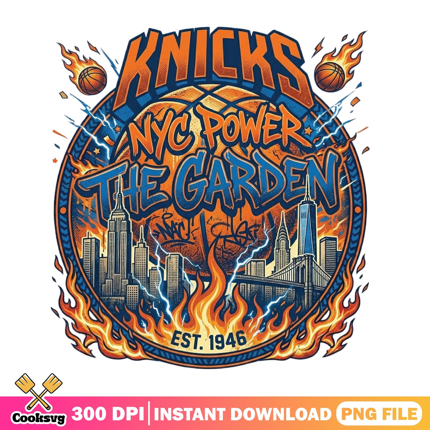 Knicks NYC Power The Garden PNG, Basketball Shirt PNG, NBA PNG