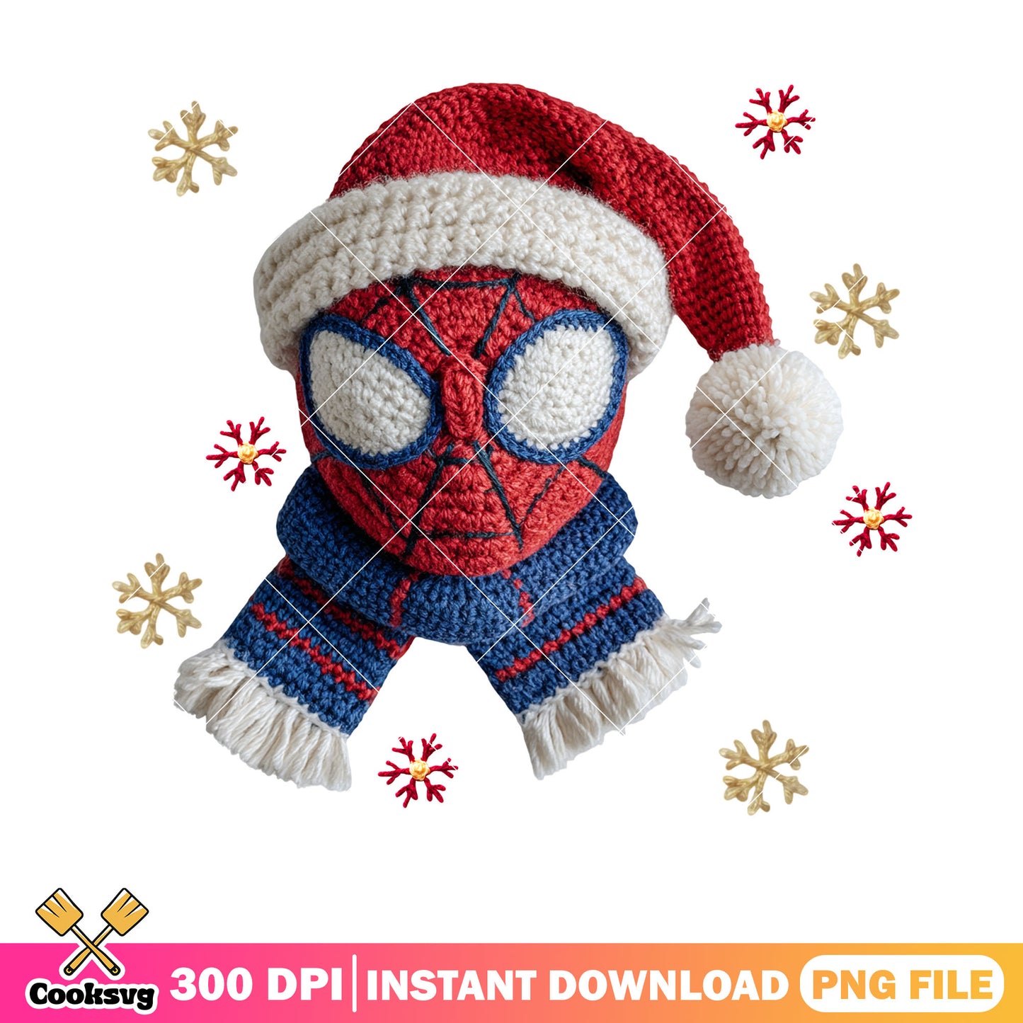 Knitted super hero santa hat png, marvel christmas png, spider man png