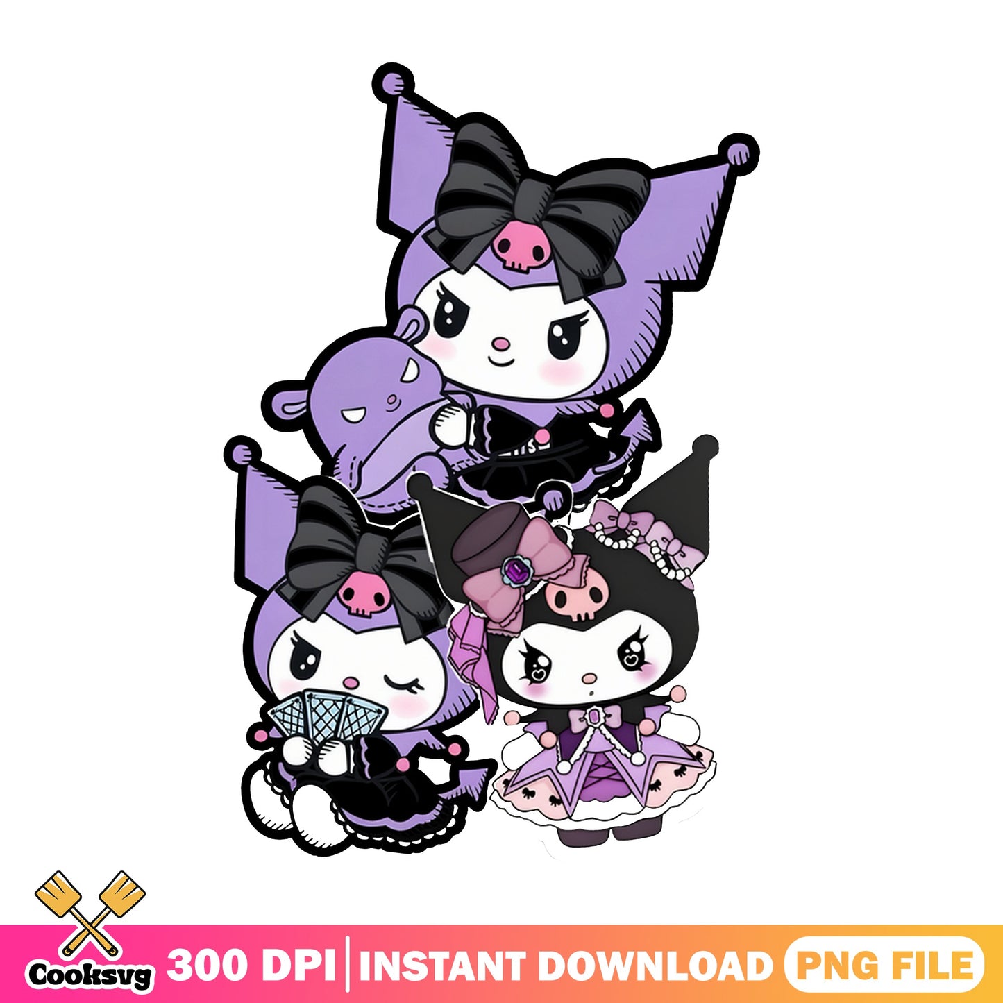 Kuromi Bundle PNG, Sanrio Characters PNG, Cute Kawaii PNG