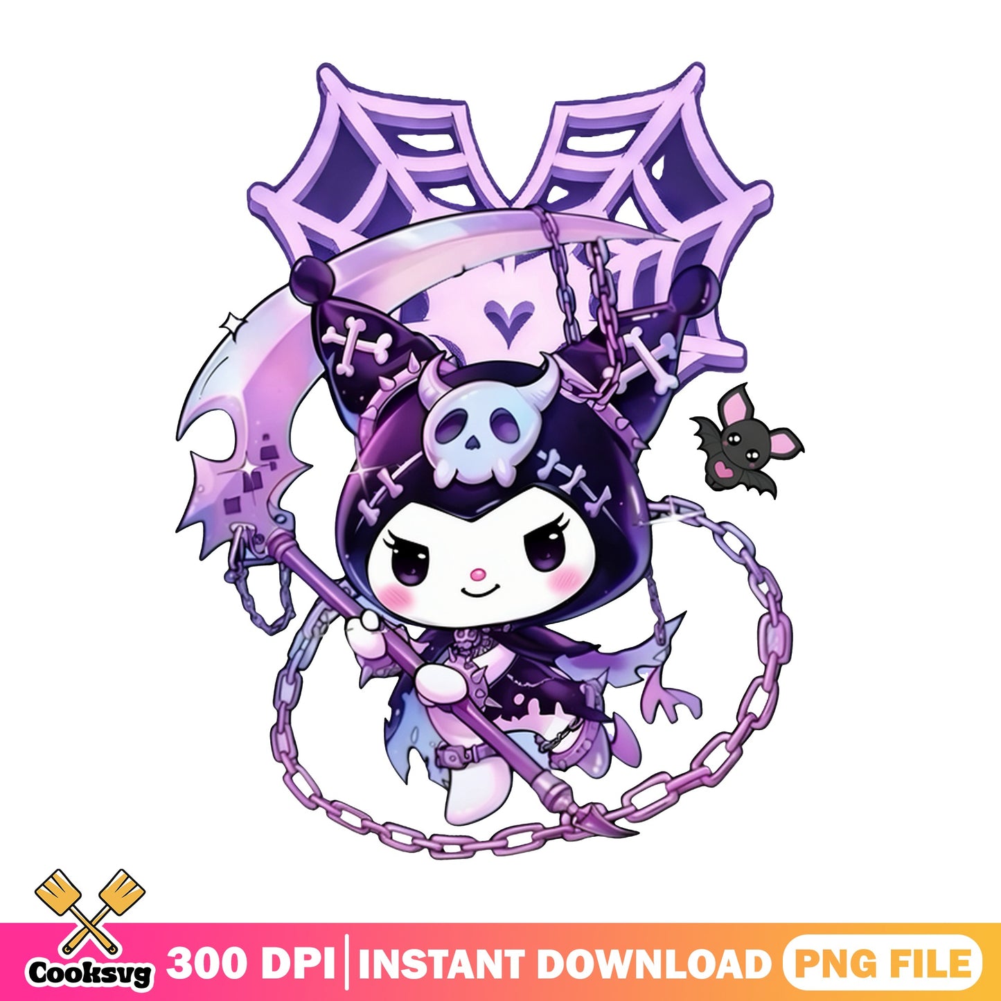 Kuromi Halloween Grim Reaper Sanrio PNG, Kuromi PNG, Halloween PNG