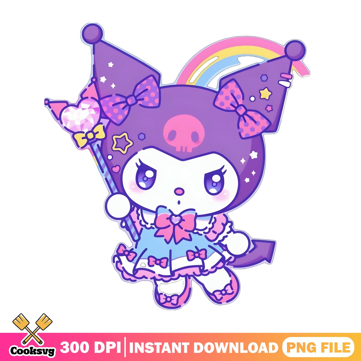 Kuromi Magical Girl PNG, Sanrio Kawaii PNG, Cute Kuromi PNG
