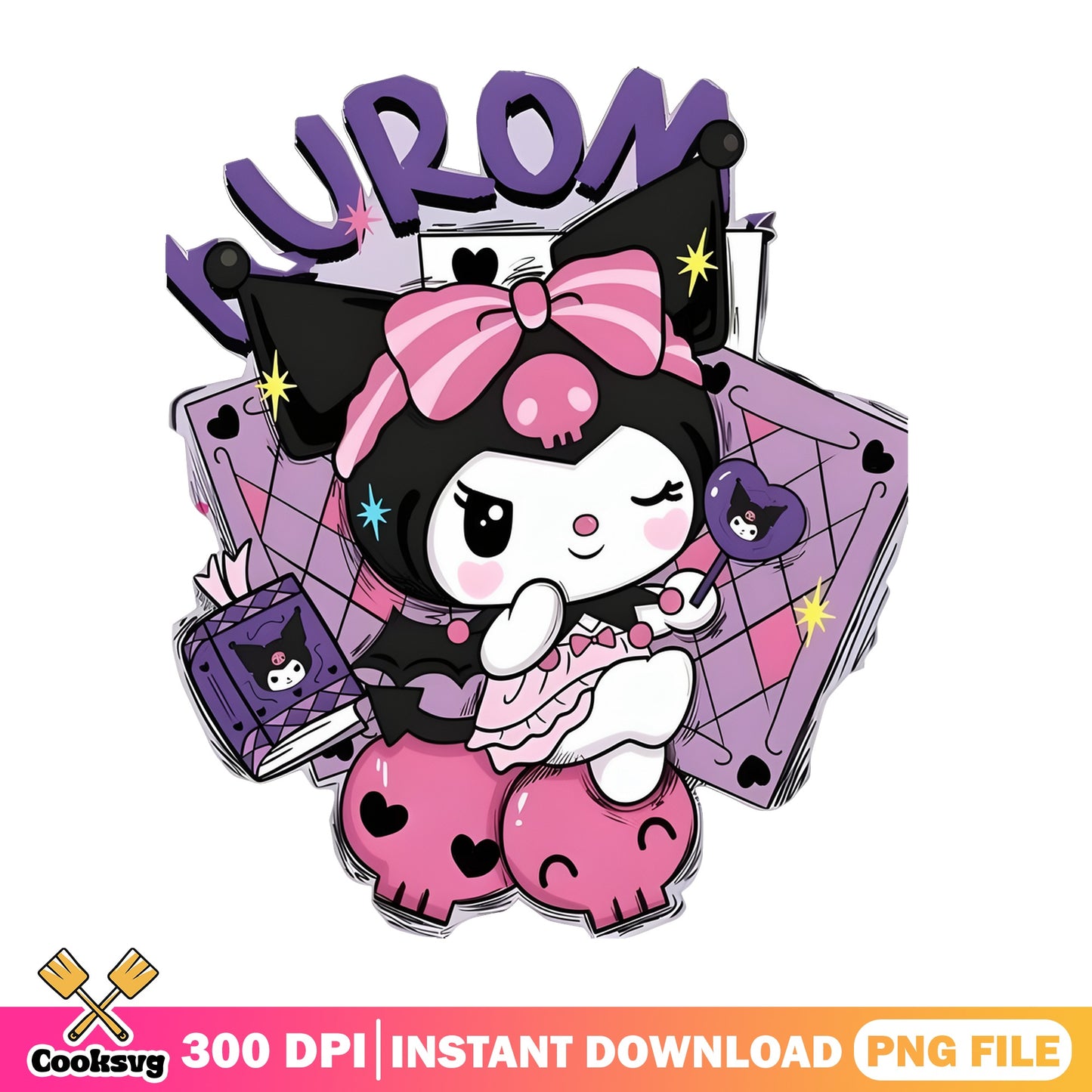 Kuromi Sanrio PNG, Cute Kawaii Design PNG, Sanrio Character PNG