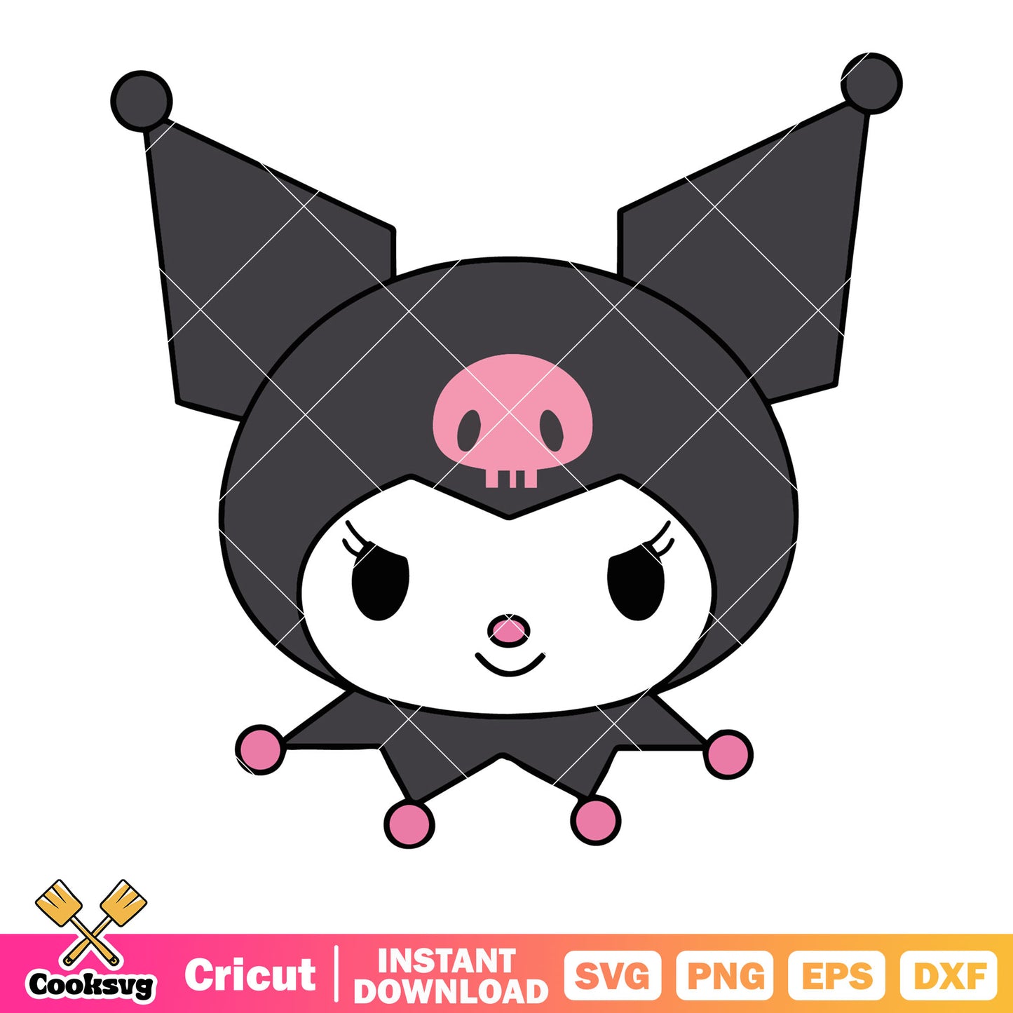 Kuromi head cute sanrio svg, kuromi sanrio svg, kuromi costume svg