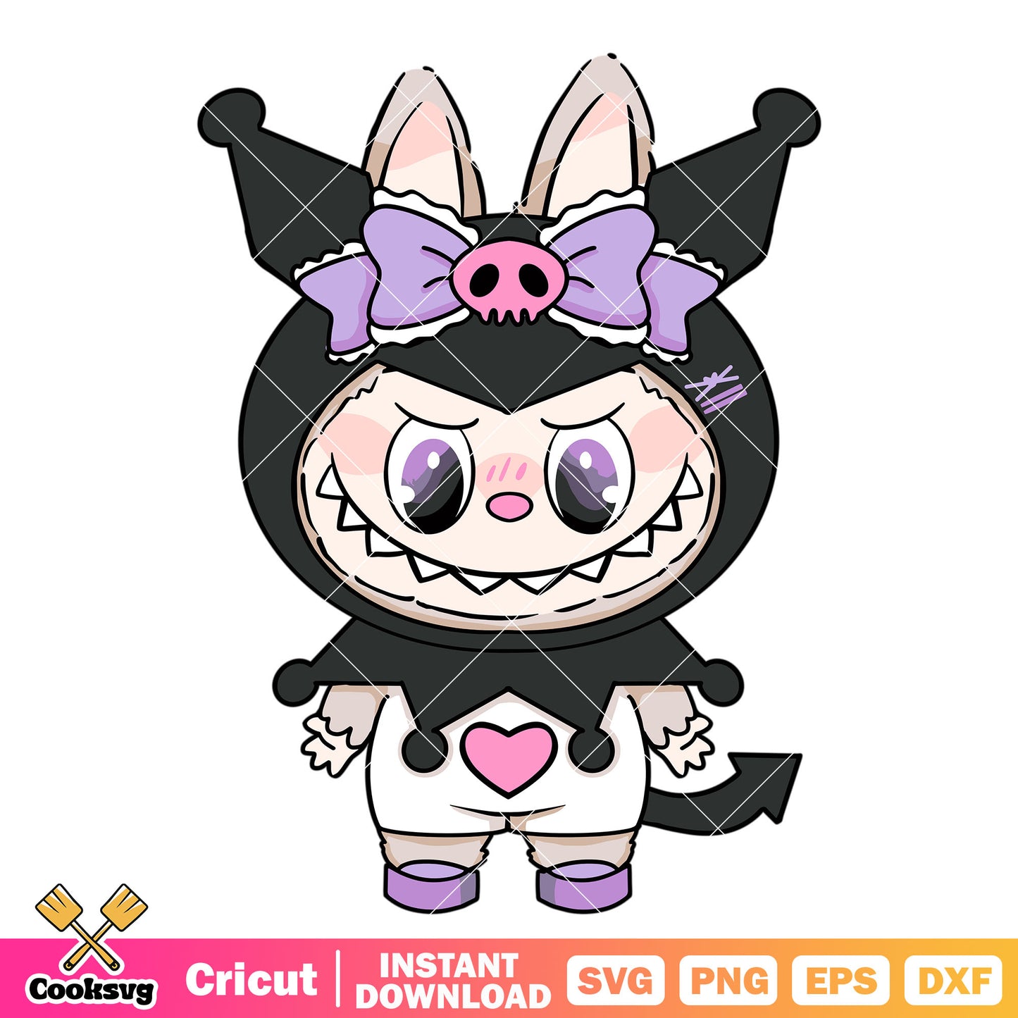 Kuromi labubu dolls svg, kuromi labubu svg, labubu clothing svg