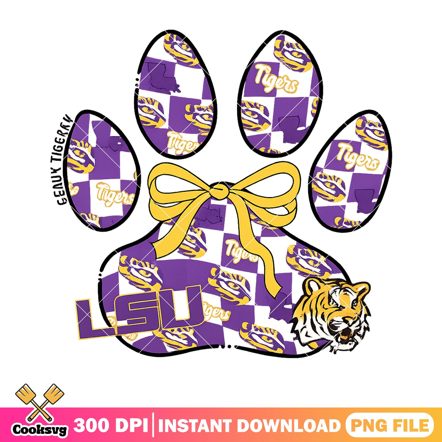 LSU Tigers Paw Print png, lsu tiger png, ncaa lsu tiger png