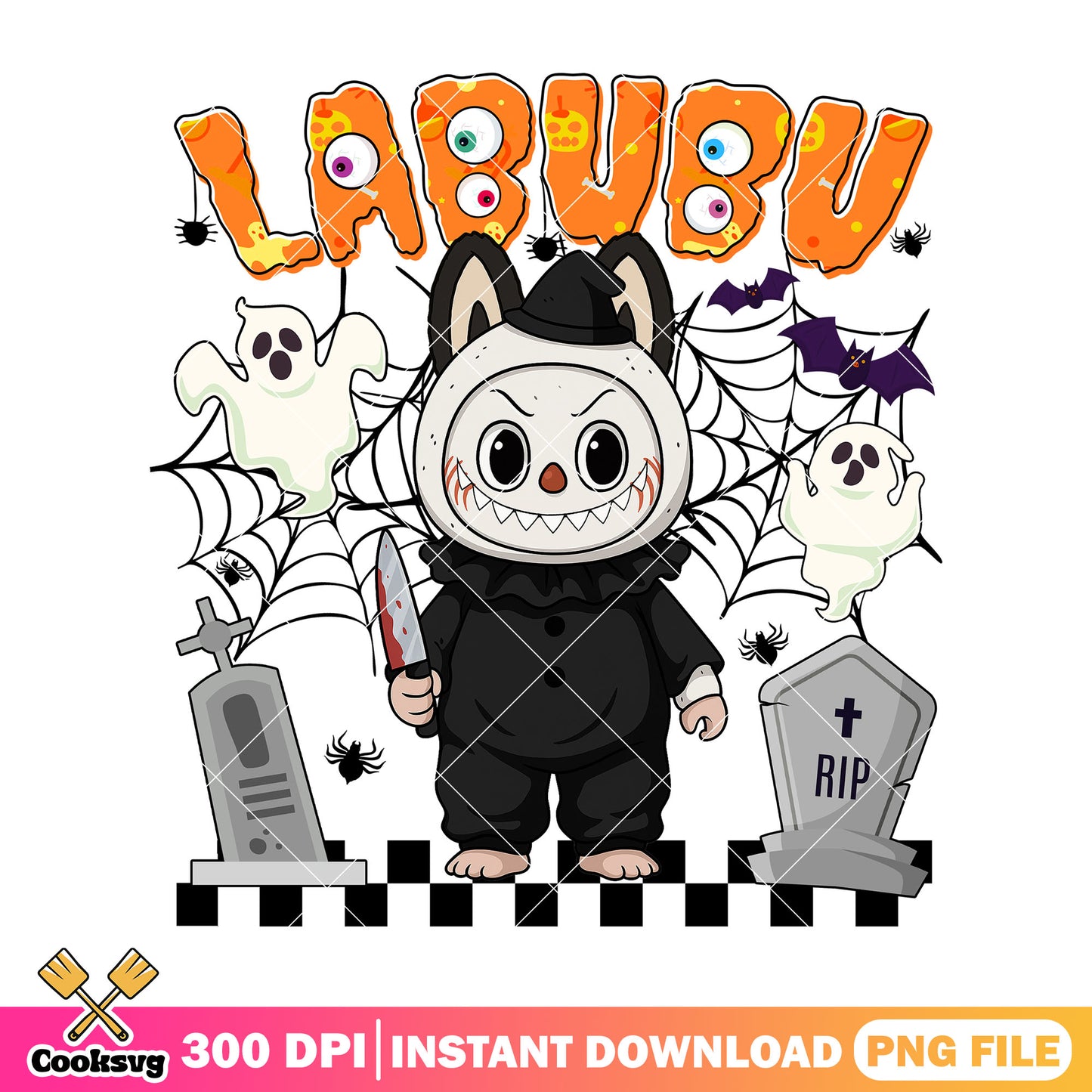 Labubu Killer Clown png, labubu halloween png, Killer Clown png