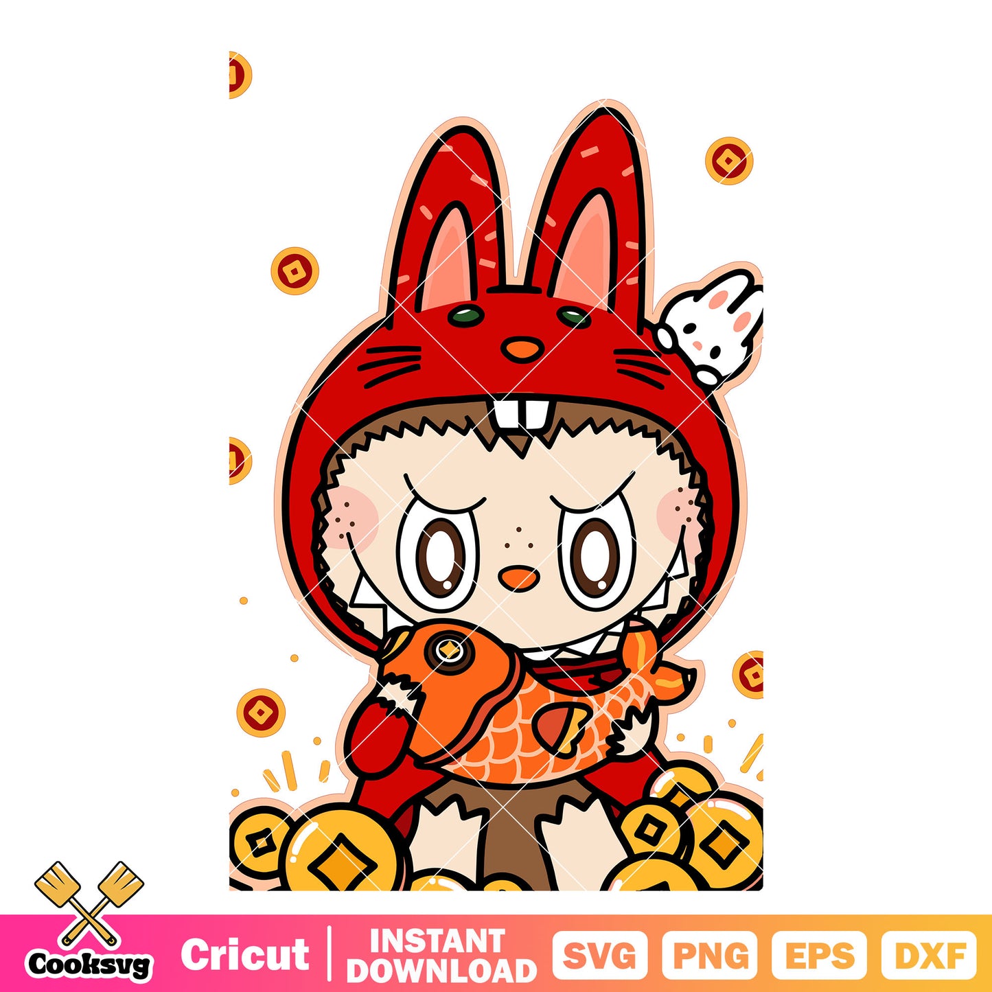 Labubu Lucky Rabbit Svg, labubu balloon svg, is labubu a rabbit svg