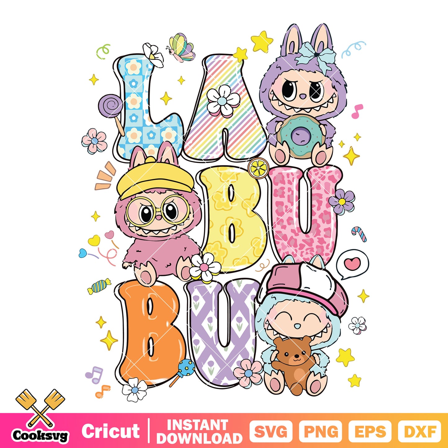 Labubu Playful Font Svg, labubu vibes svg, cute labubu svg