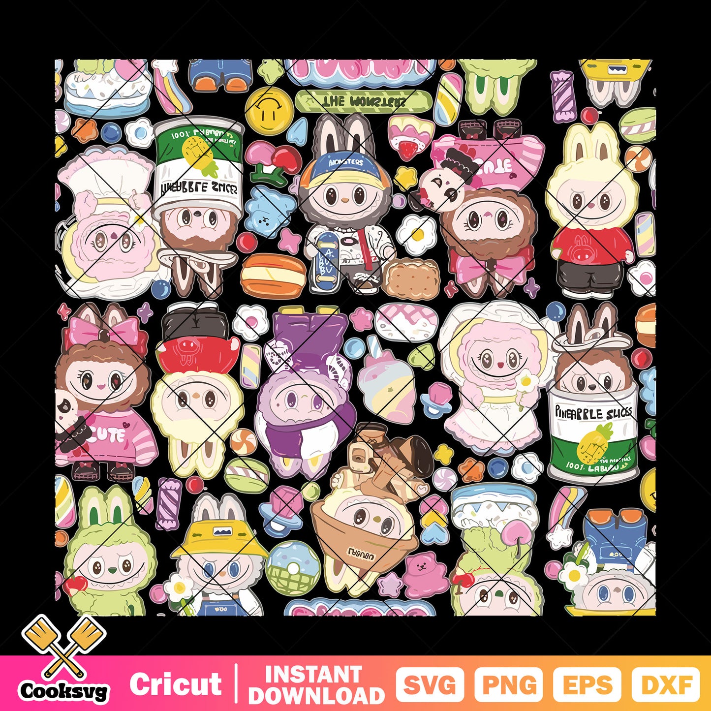 Labubu Sweet Party Svg, pop mart labubu dolls svg, labubu doll svg