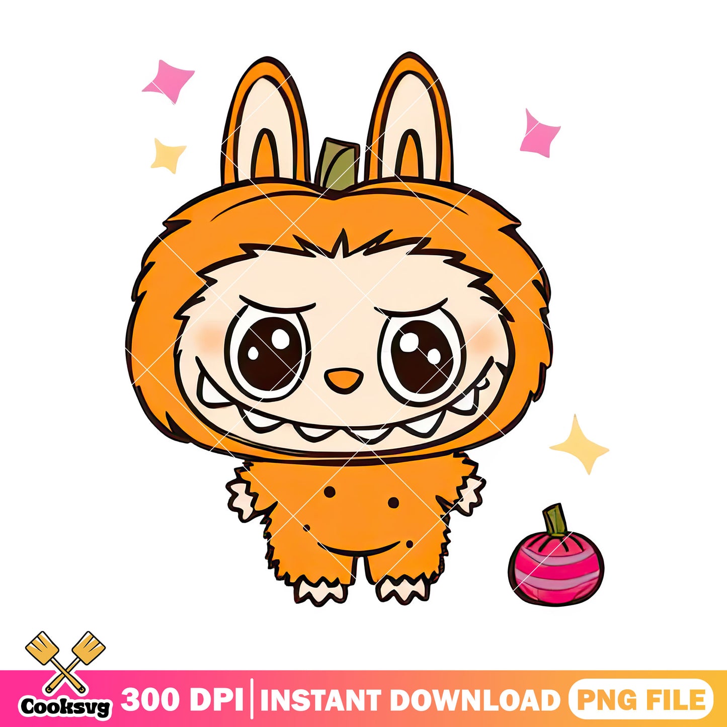 Labubu and pumpkin outfit png, labubu pumkin png, labuubuu png