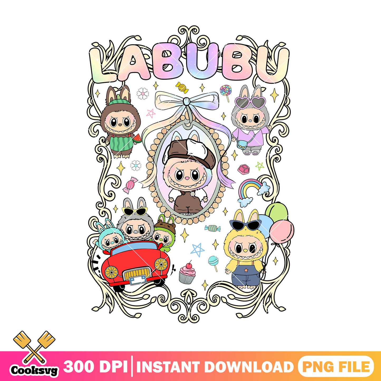 Labubu bow tie mirror png, labubu near me png, colorful bow ties png