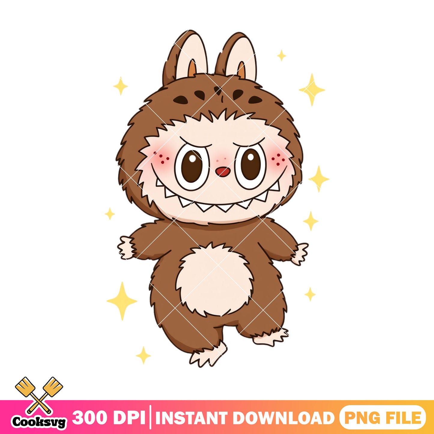 Labubu brown monster png, labubu hehe png, labubu art png