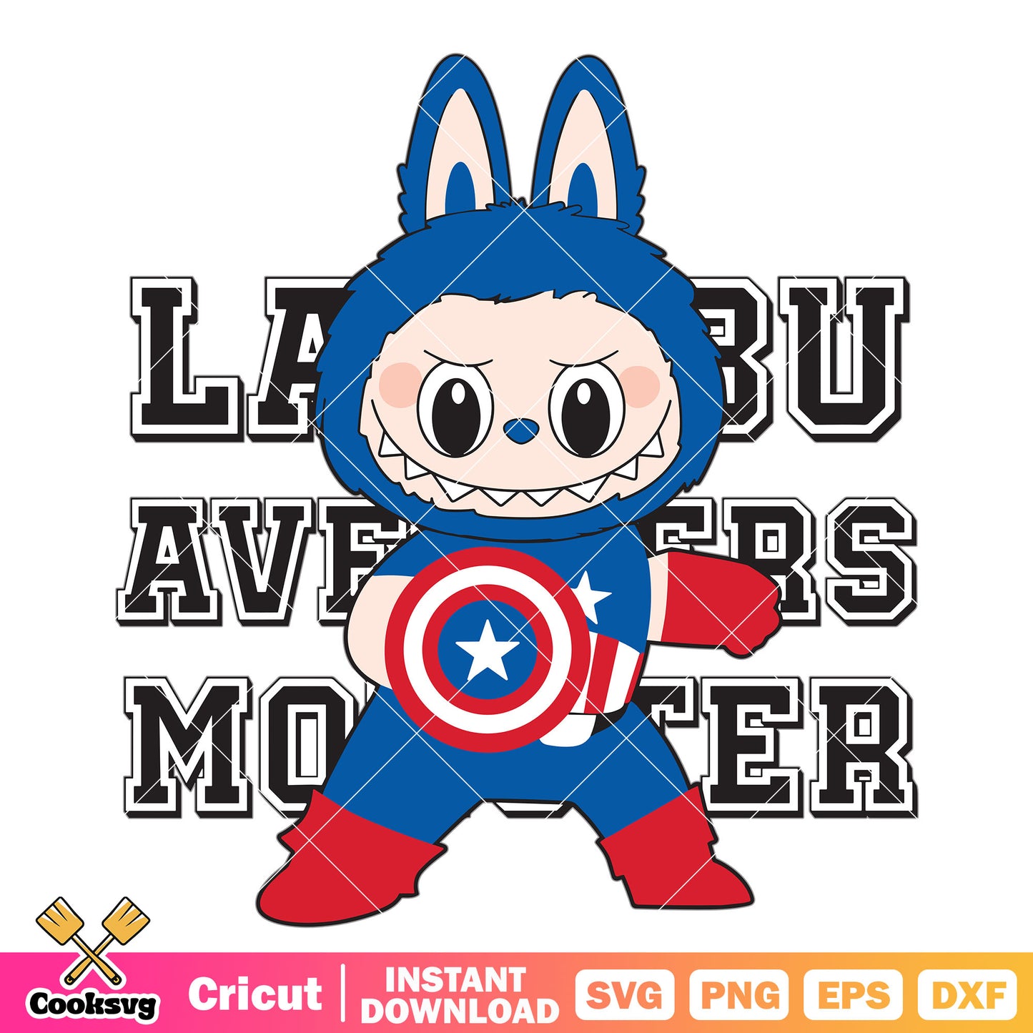 Labubu captain america svg, labubu clothing svg, labubu costume svg