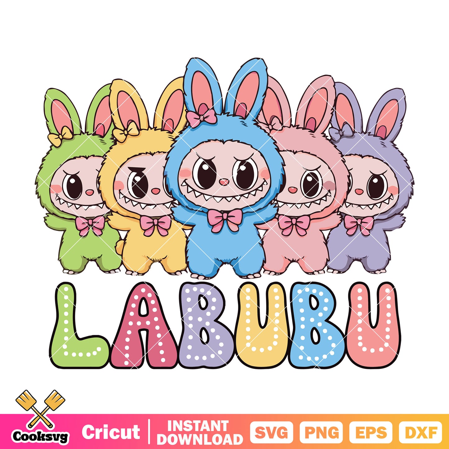 Labubu colorful dolls svg, popmart labubu svg, labubu dolls svg