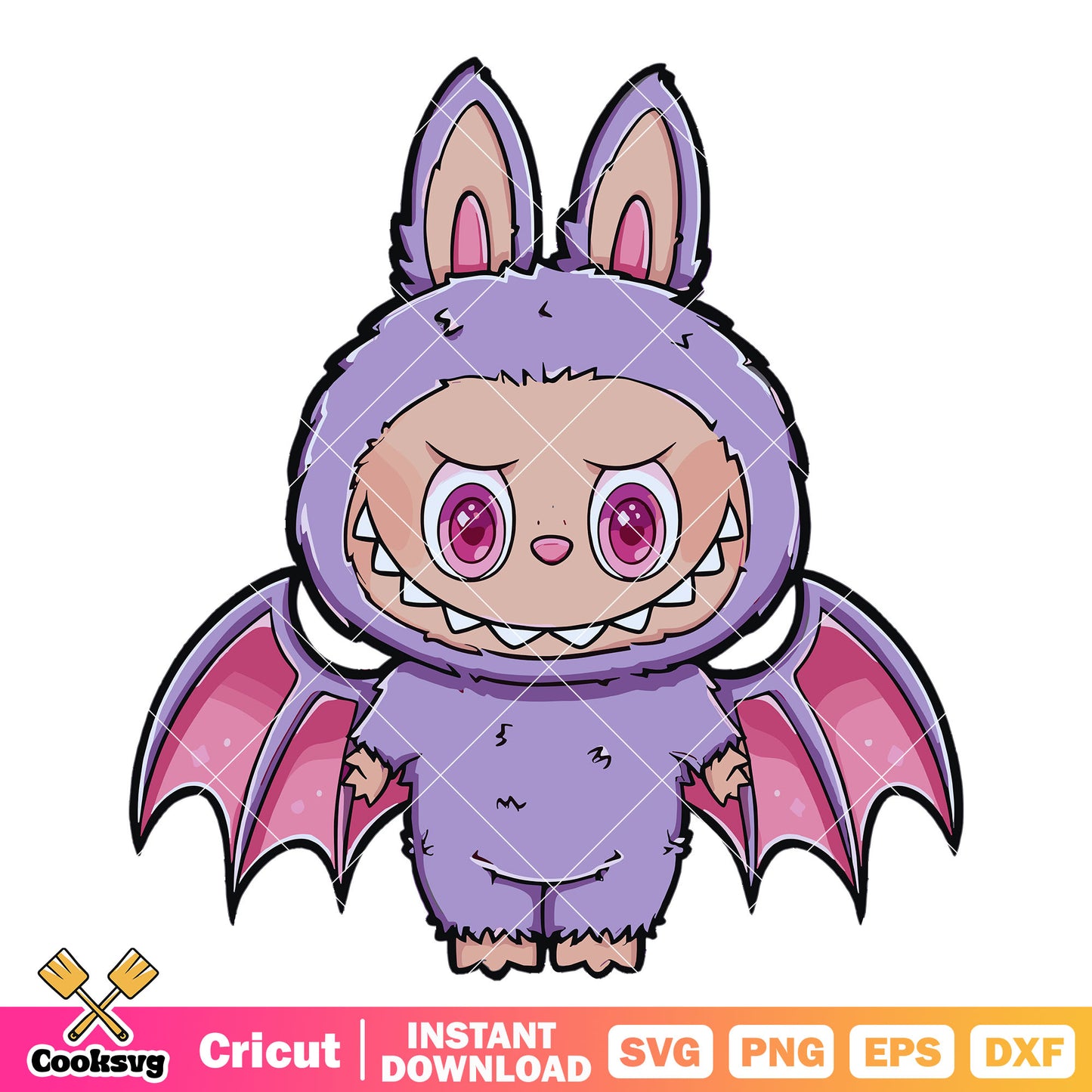 Labubu demon wings svg, cosutme labubu svg, labubu halloween svg