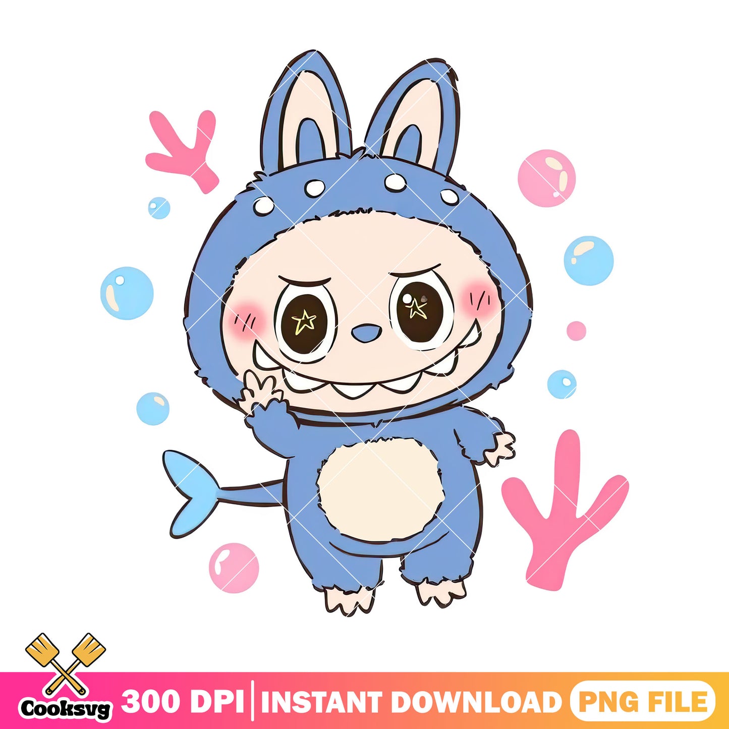 Labubu fisherman png, labubu blue png, popmart labubu png