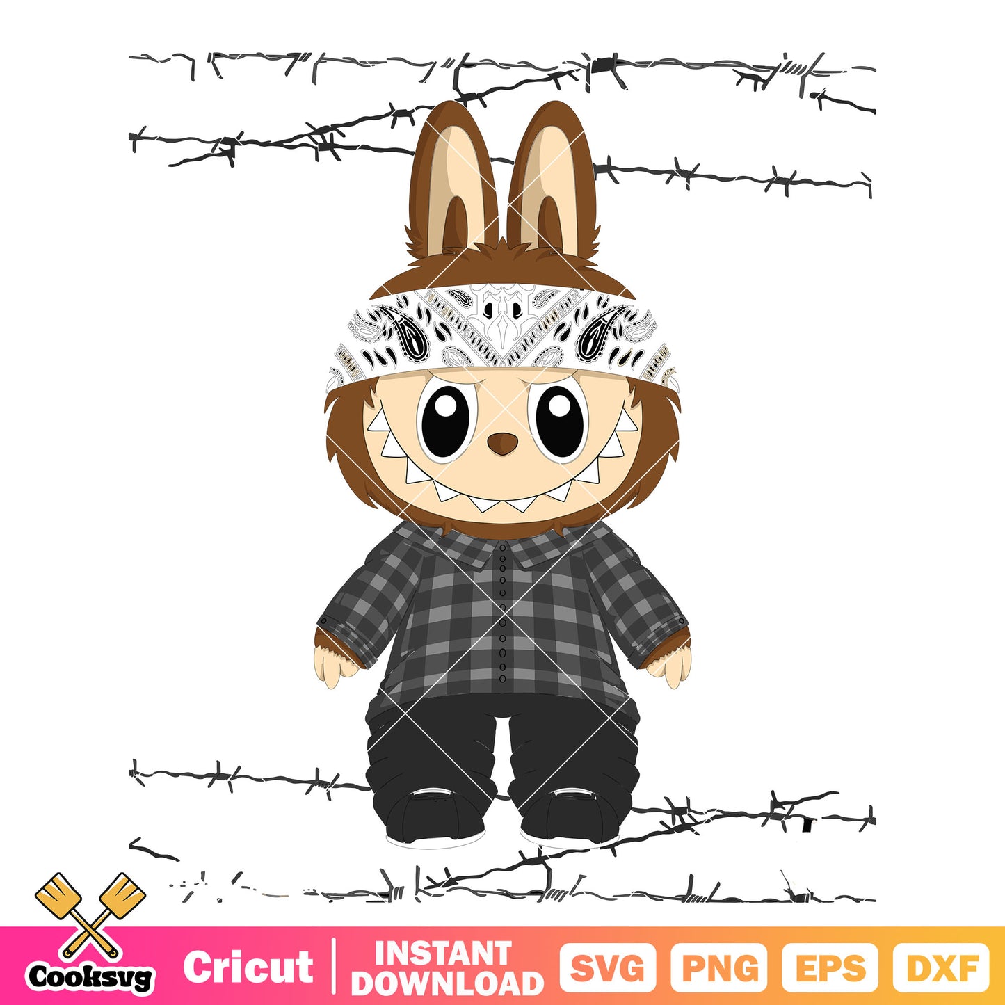 Labubu gangsta style svg, labubu costume svg, labubu style svg