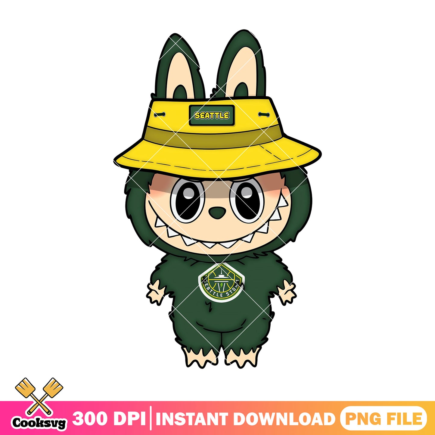 Labubu green baby design png, labubu popmart png, seattle storm png