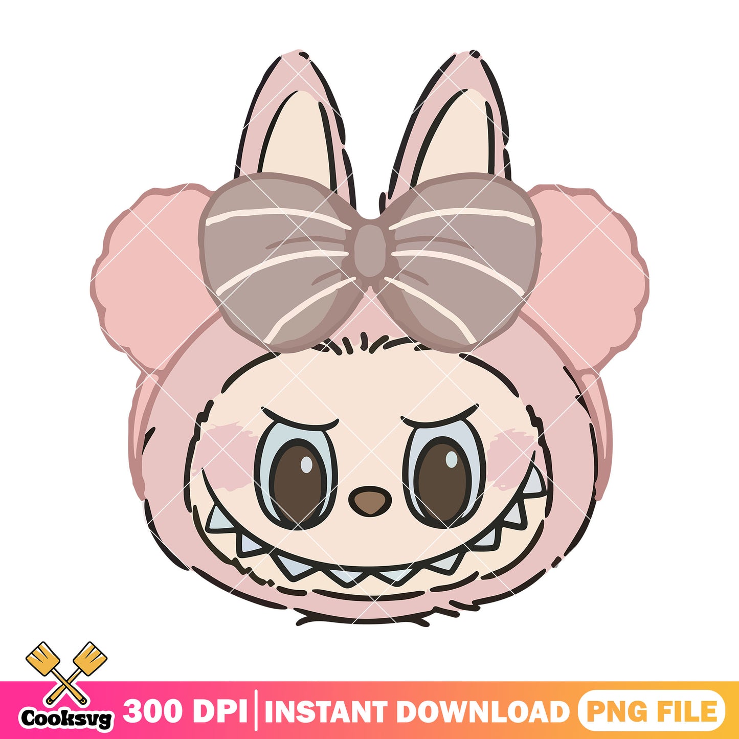 Labubu head design png, labubu girl png, labubu pink png
