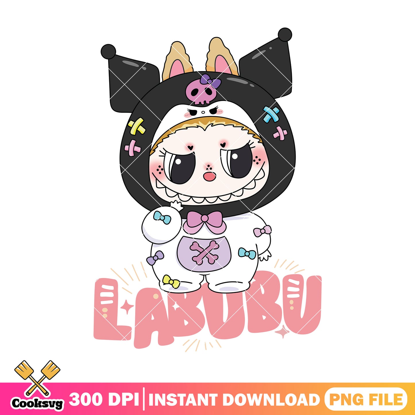 Labubu kuromi png, labubu outfit png, popmart labubu png