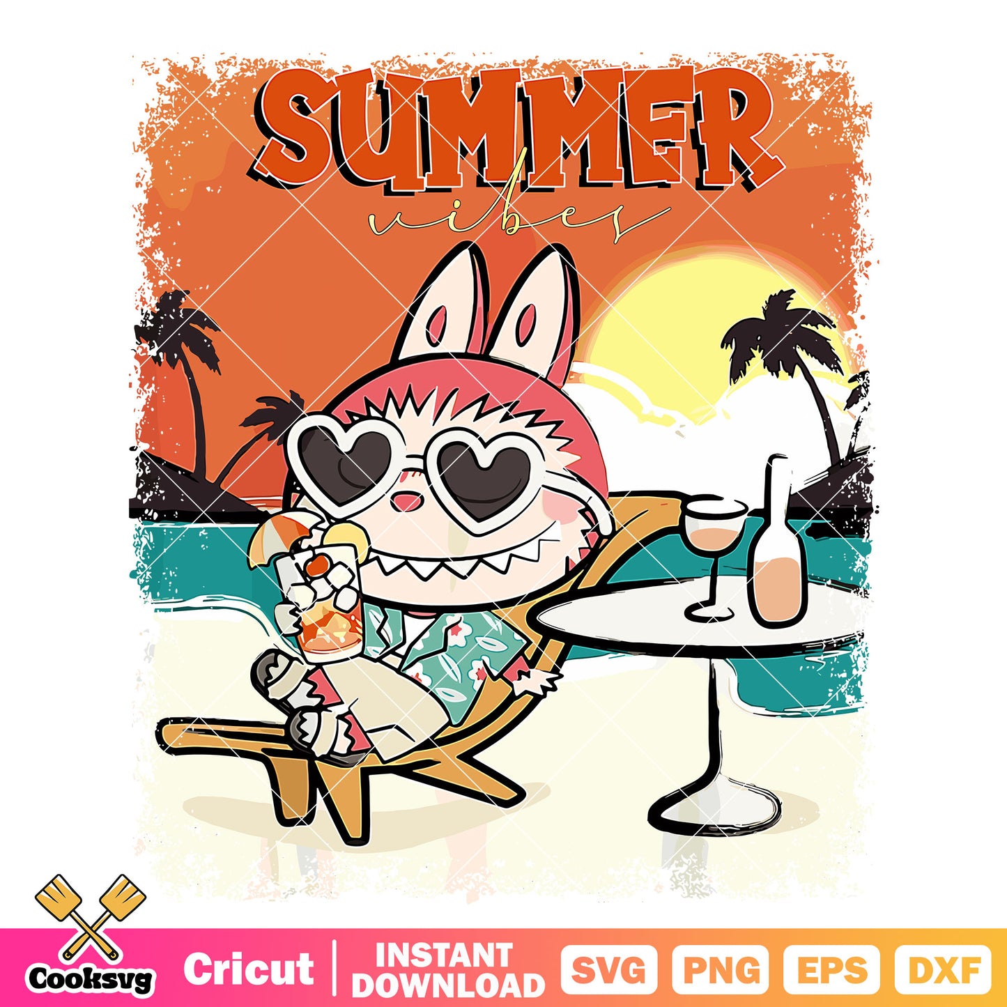 Labubu lie in the beach svg, labubu sea salt svg, labubu summer svg