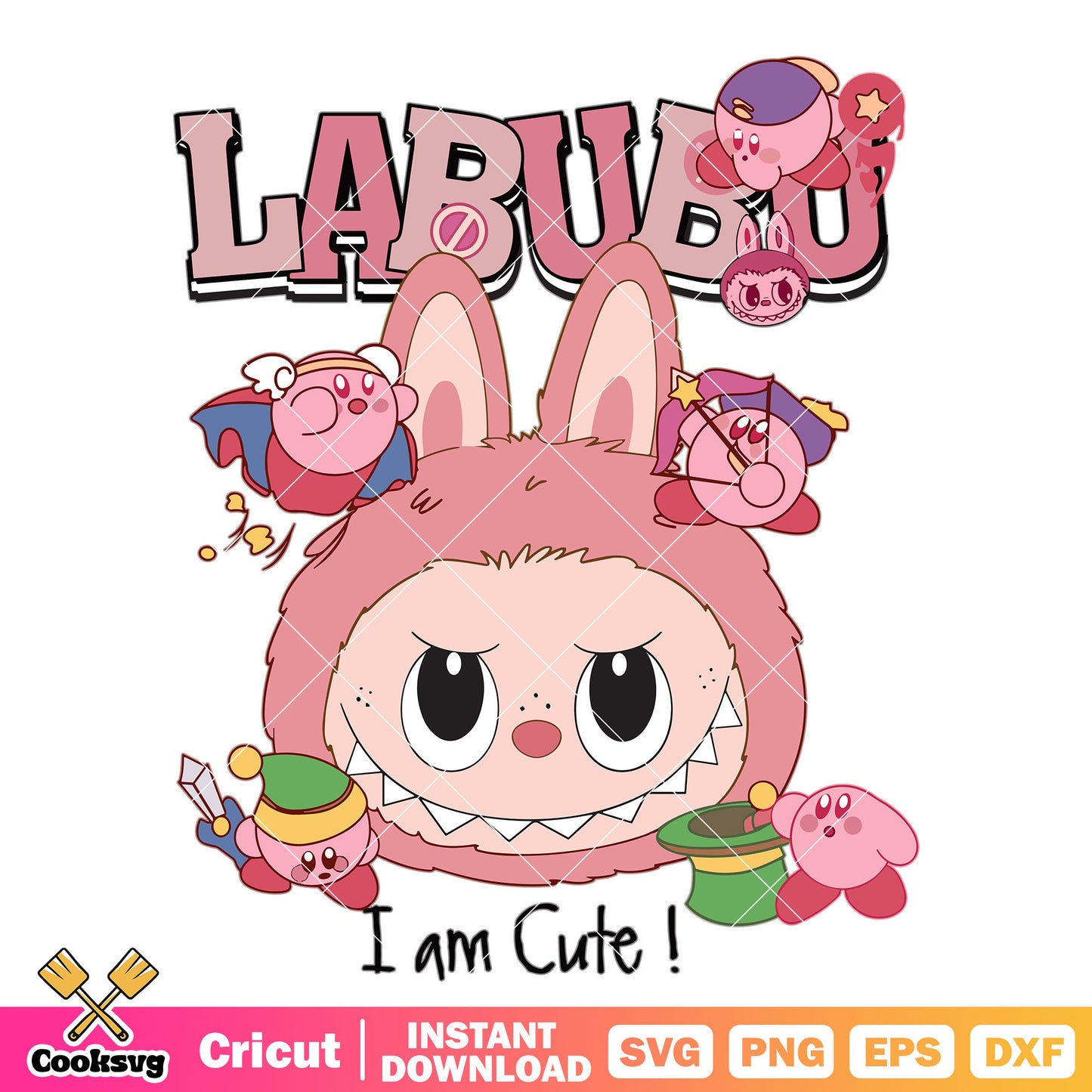 Labubu monster I am cute svg, cute labubu svg, labubu head svg