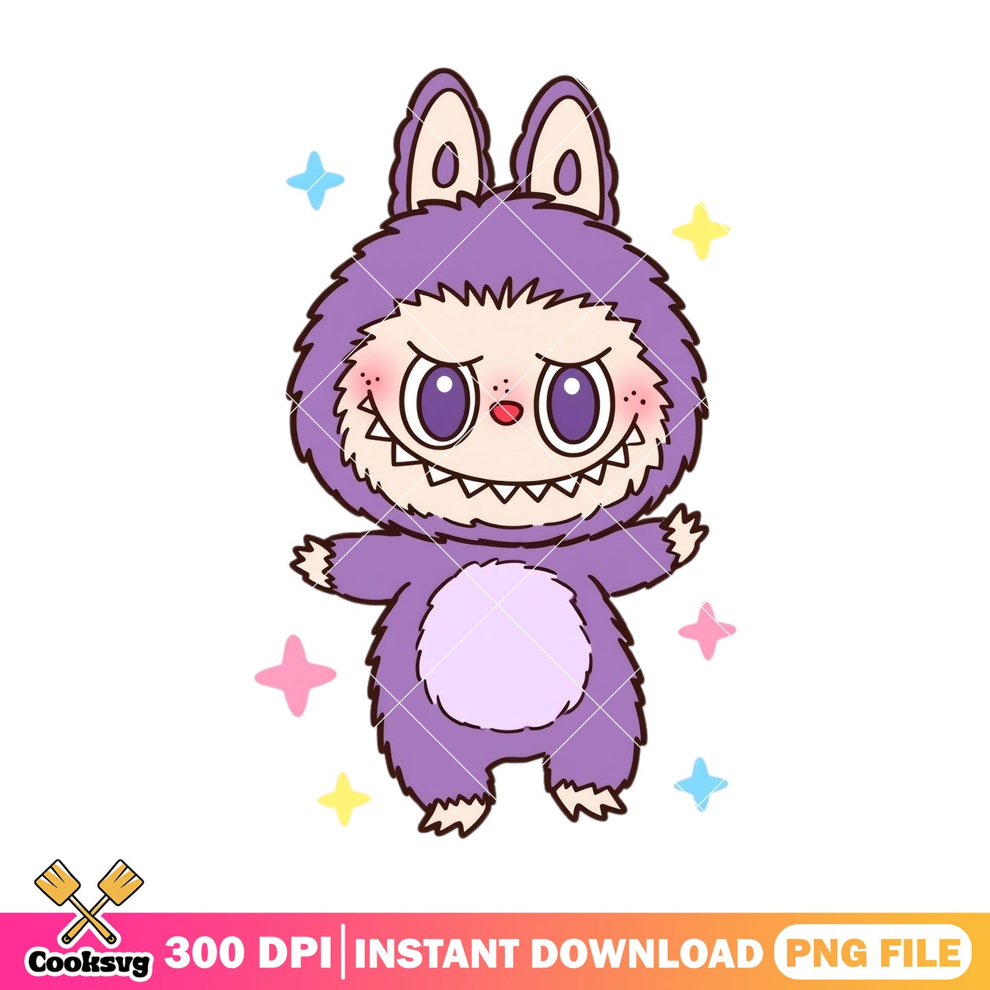 Labubu monster design png, labubu purple png, labubu standing png