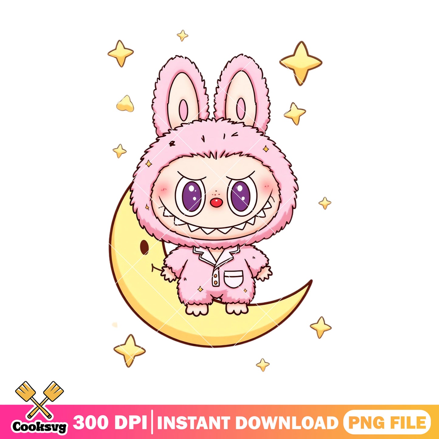 Labubu monster on the moon png, labubu standing png, labubu cute png
