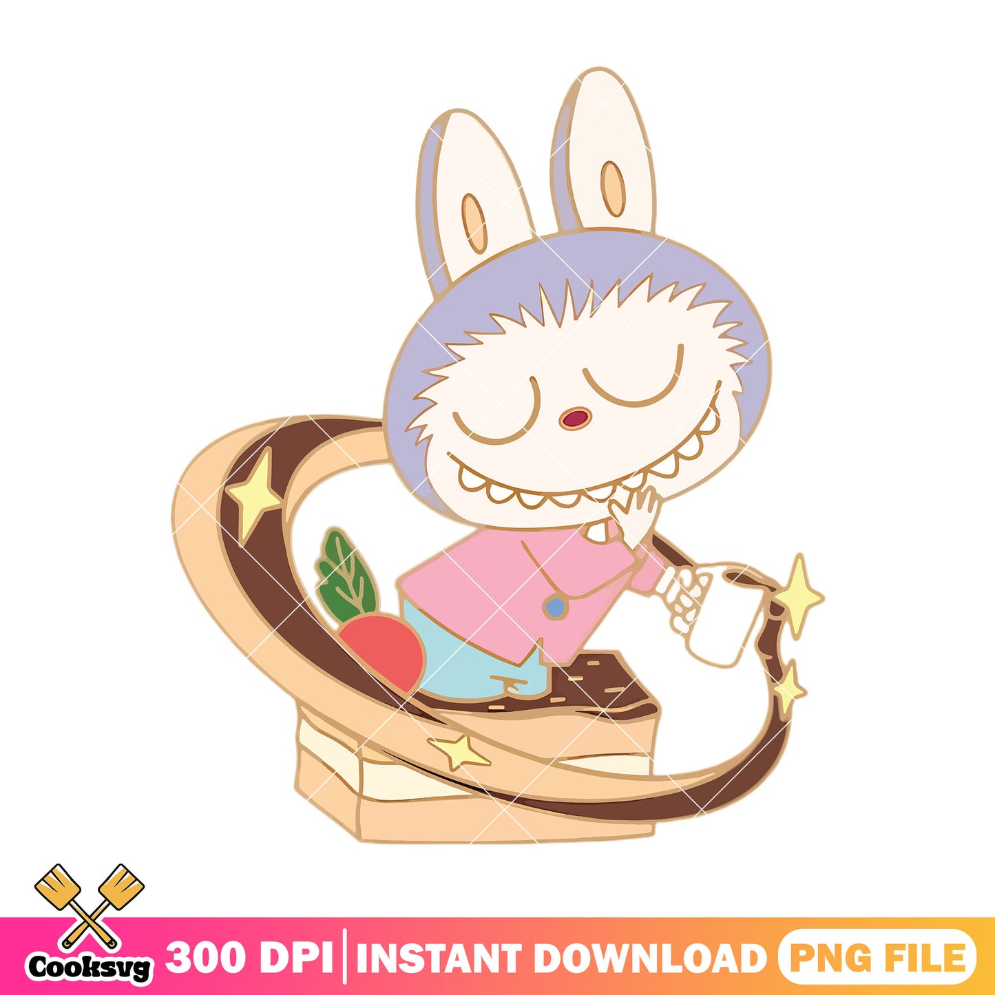 Labubu on a cake cute png, labubu popmart png, labubu art png