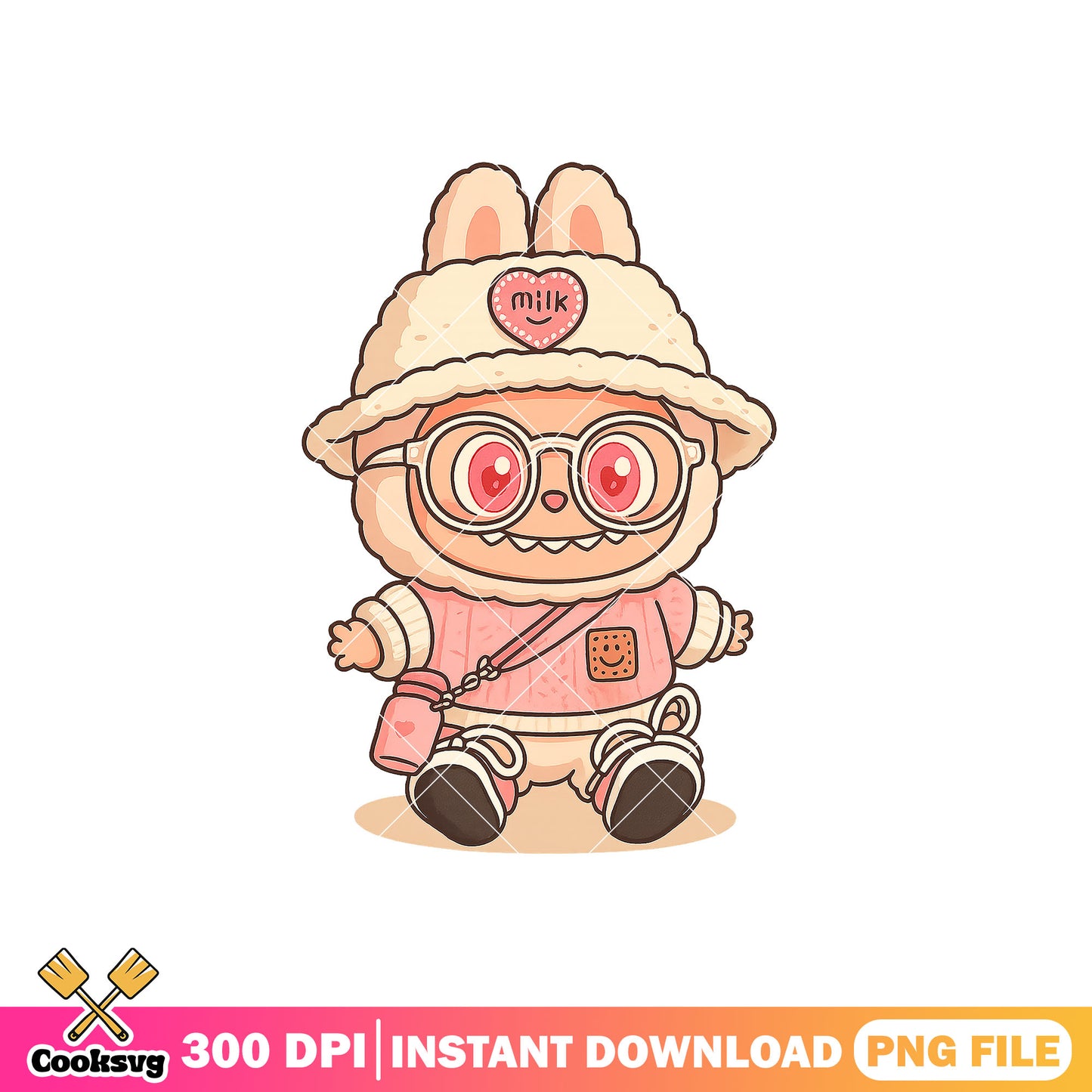 Labubu pink fashion art png, labubu pink png, cute labubu png