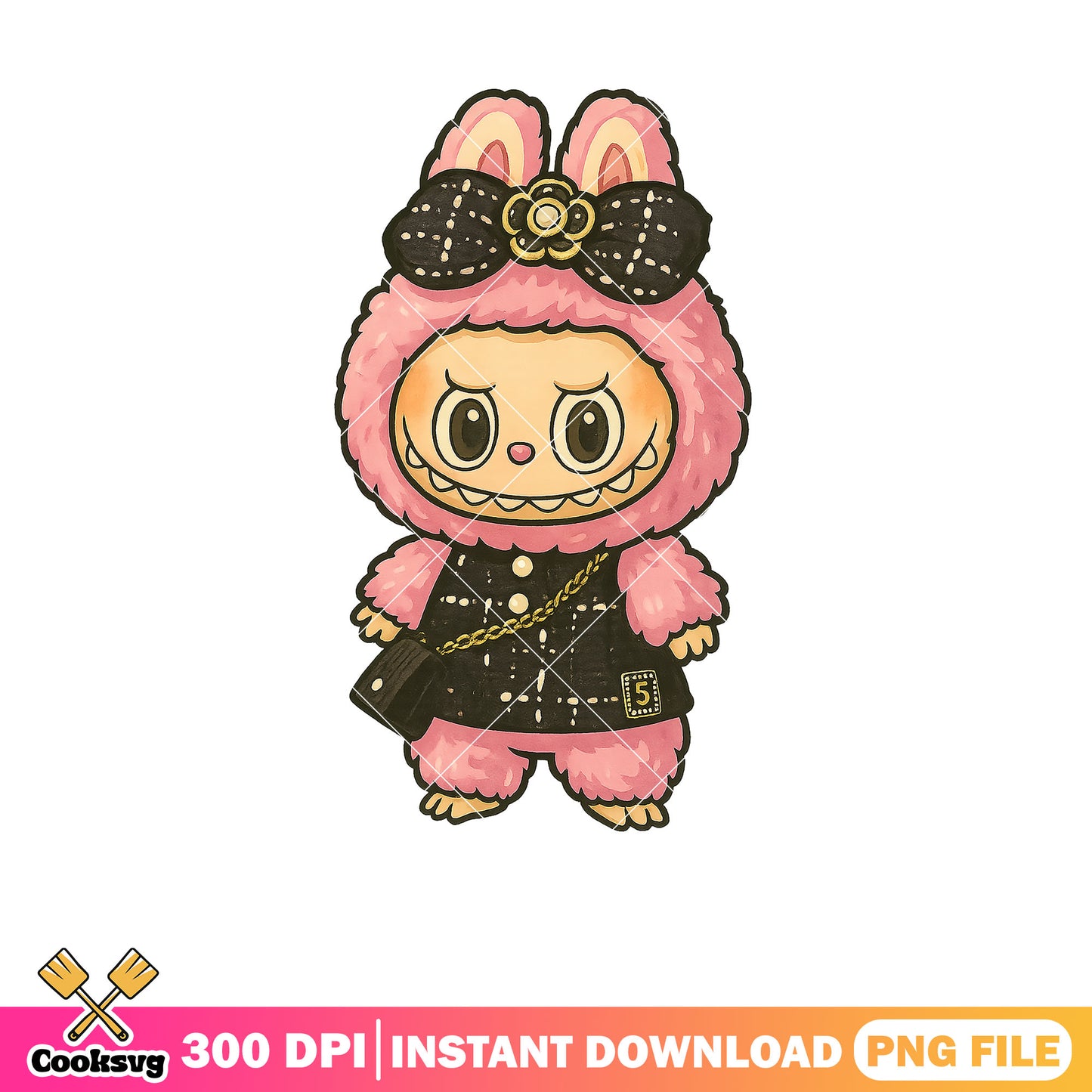 Labubu pink fashion png, labubu pink png, cute dolls png
