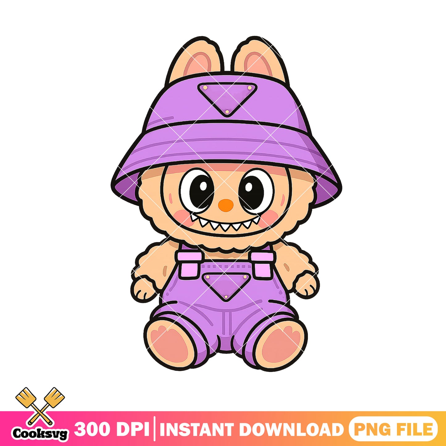 Labubu purple overalls png, labubu dolls png, cute doll png