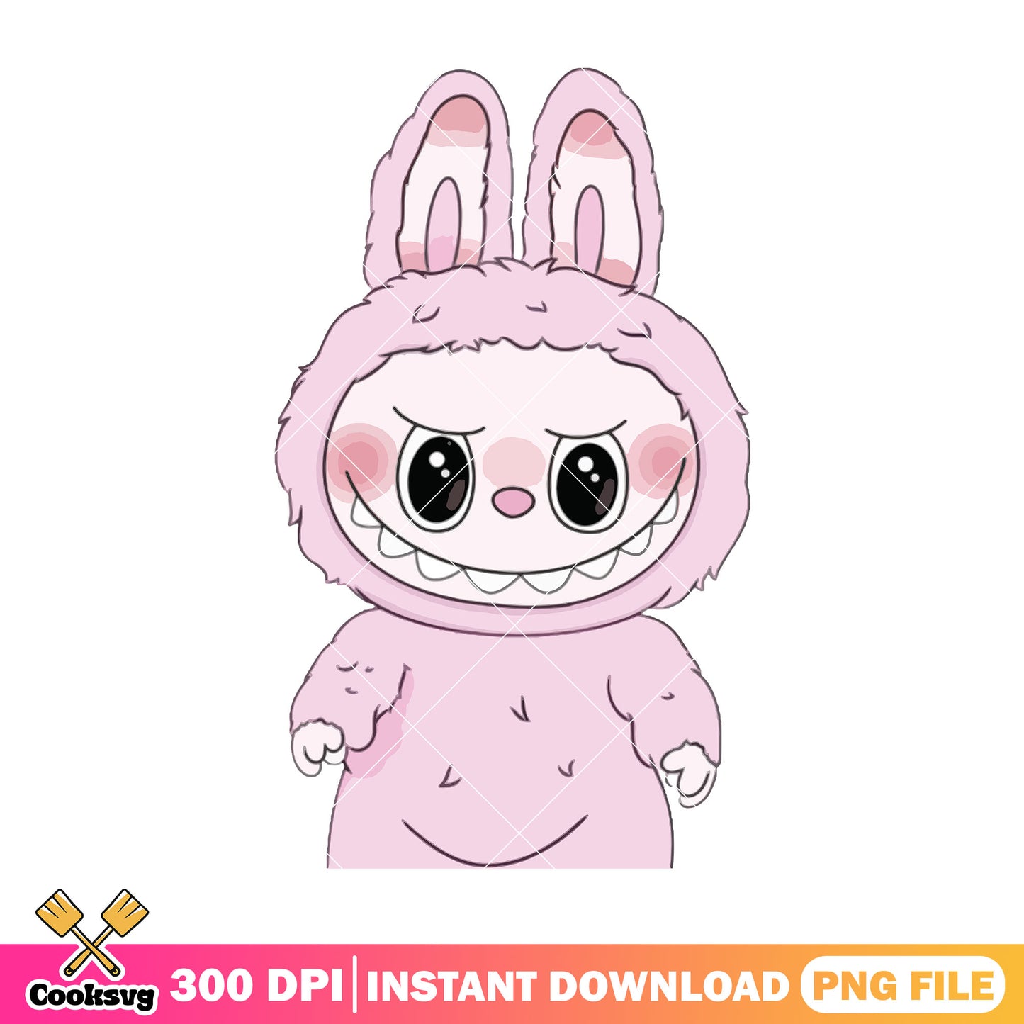 Labubu rabbit outfit png, labubu pink png, labubu popmart png