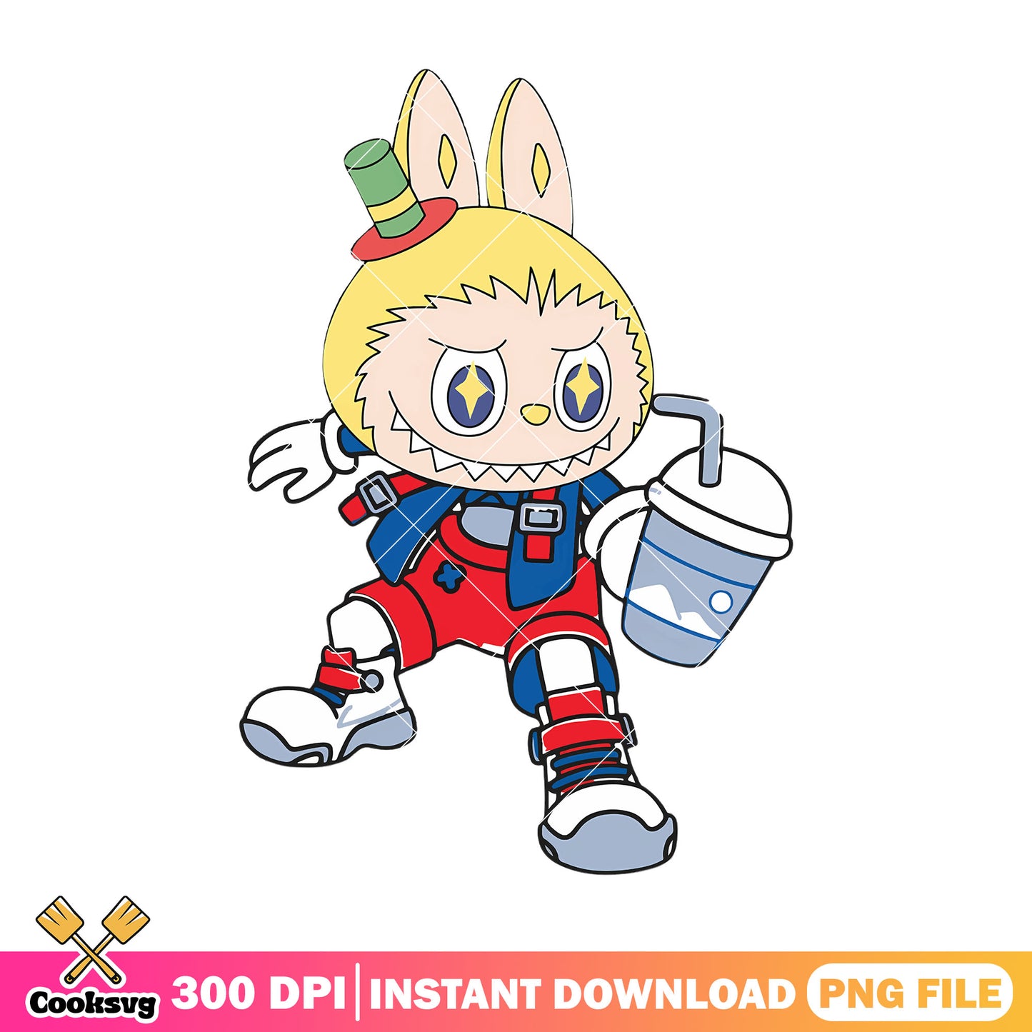Labubu street style png, labubu yellow png, labubu plush png