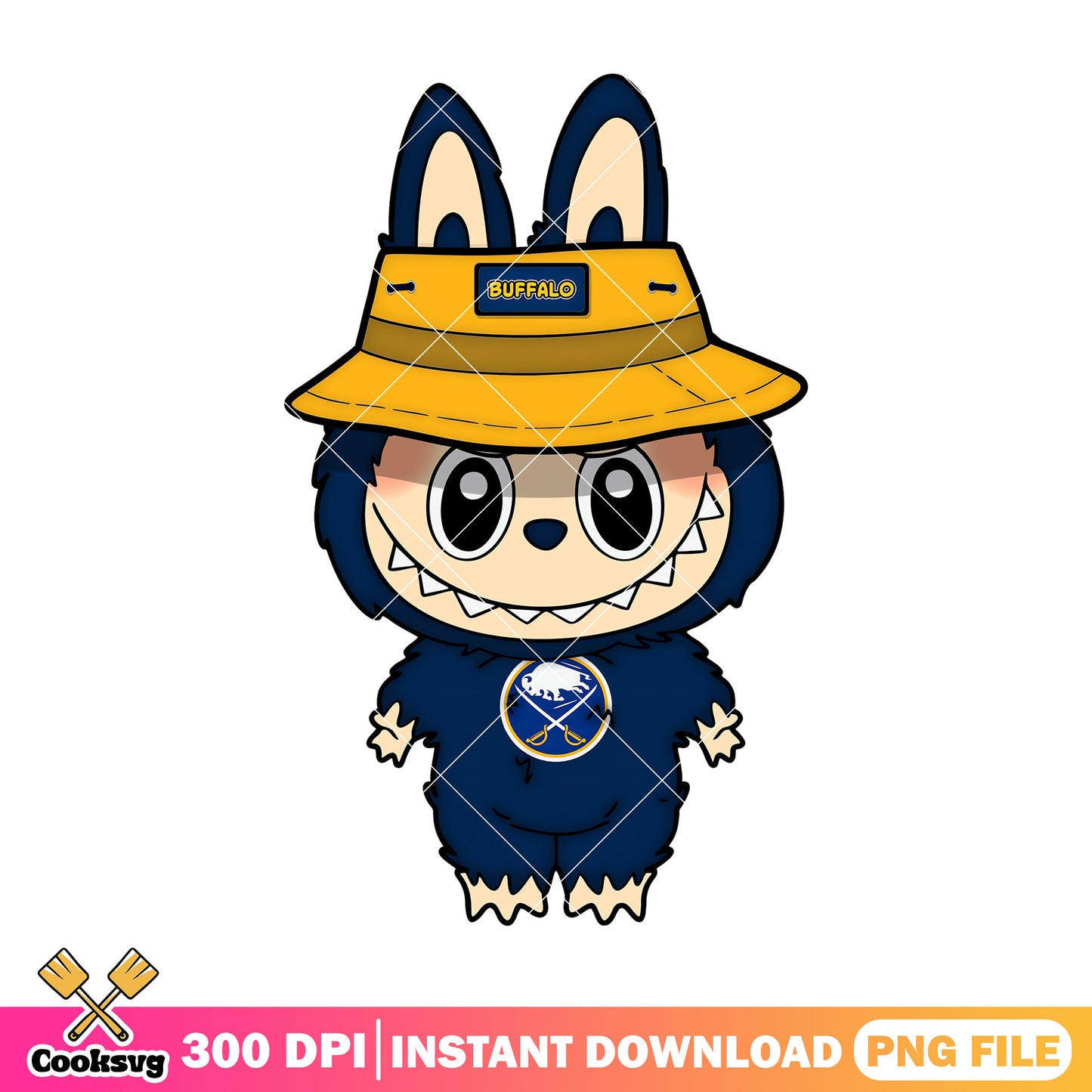 Labubu with orange hat design png, buffalo sabres png, labubu cute png