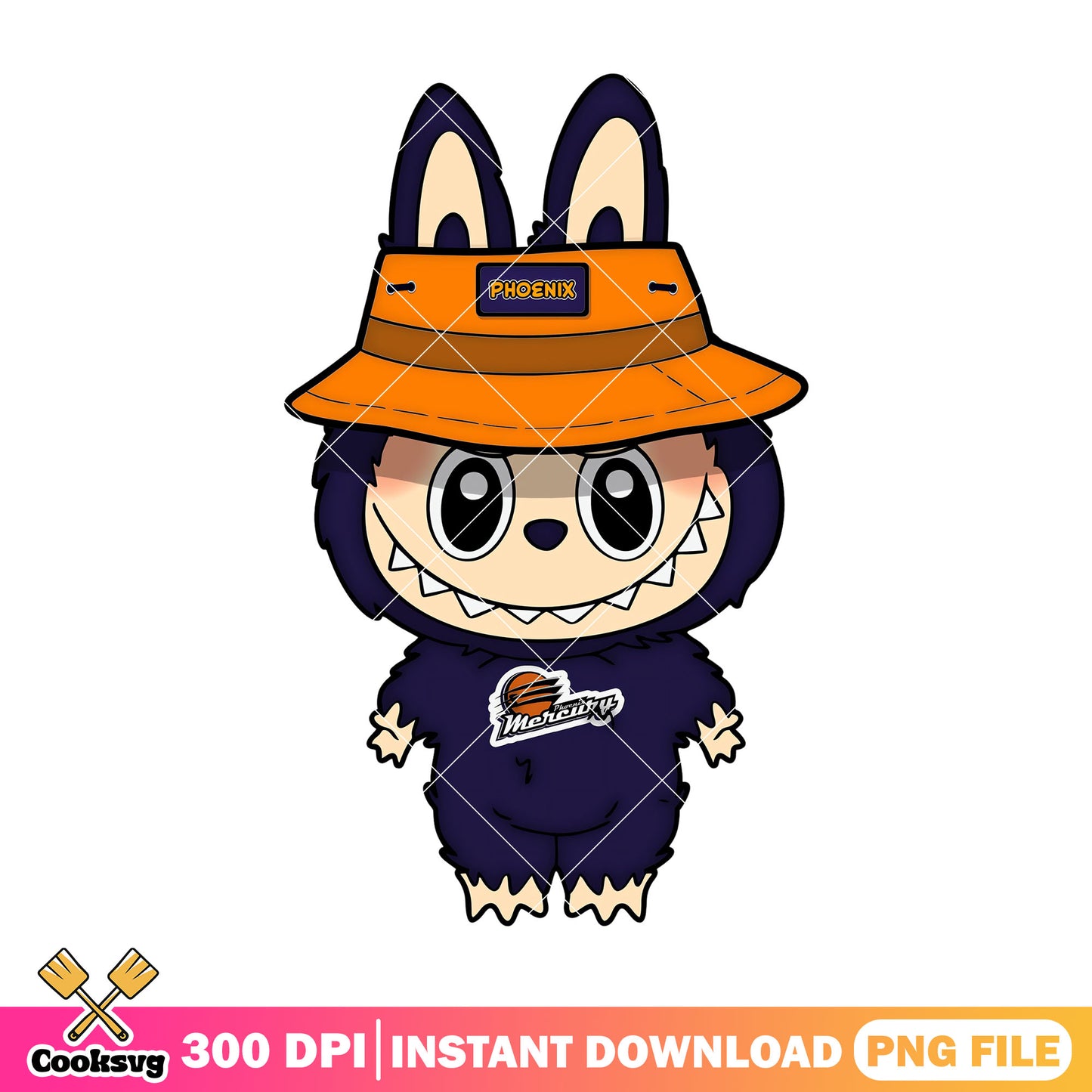 Labubu with orange hat png, labubu standing png, phoenix mercury png
