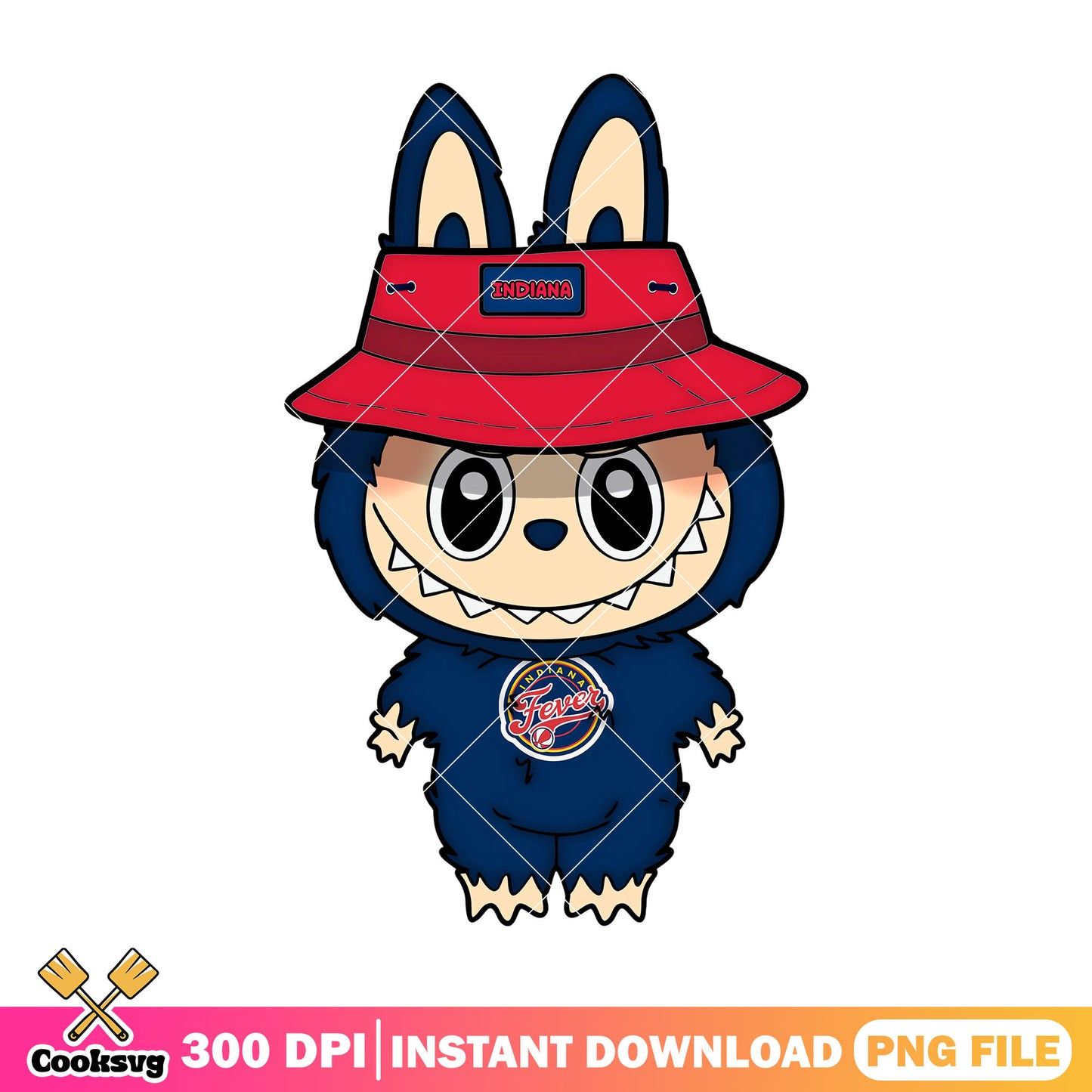 Labubu with red hat png, labubu standing png, indiana fever png