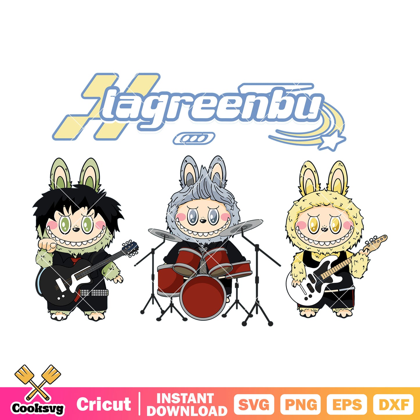 Lagreenbu monster band svg, labubu costume svg, cute labubu svg