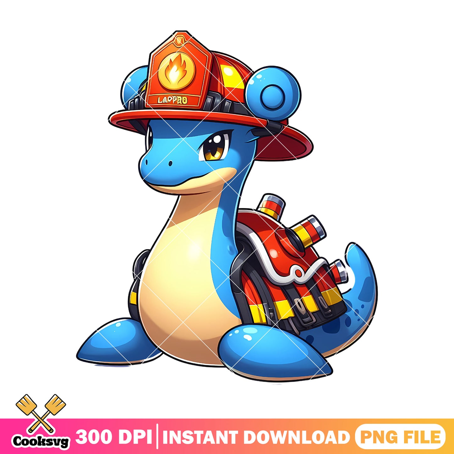Lapras firefighter image png, pokemon custome png, halloween png