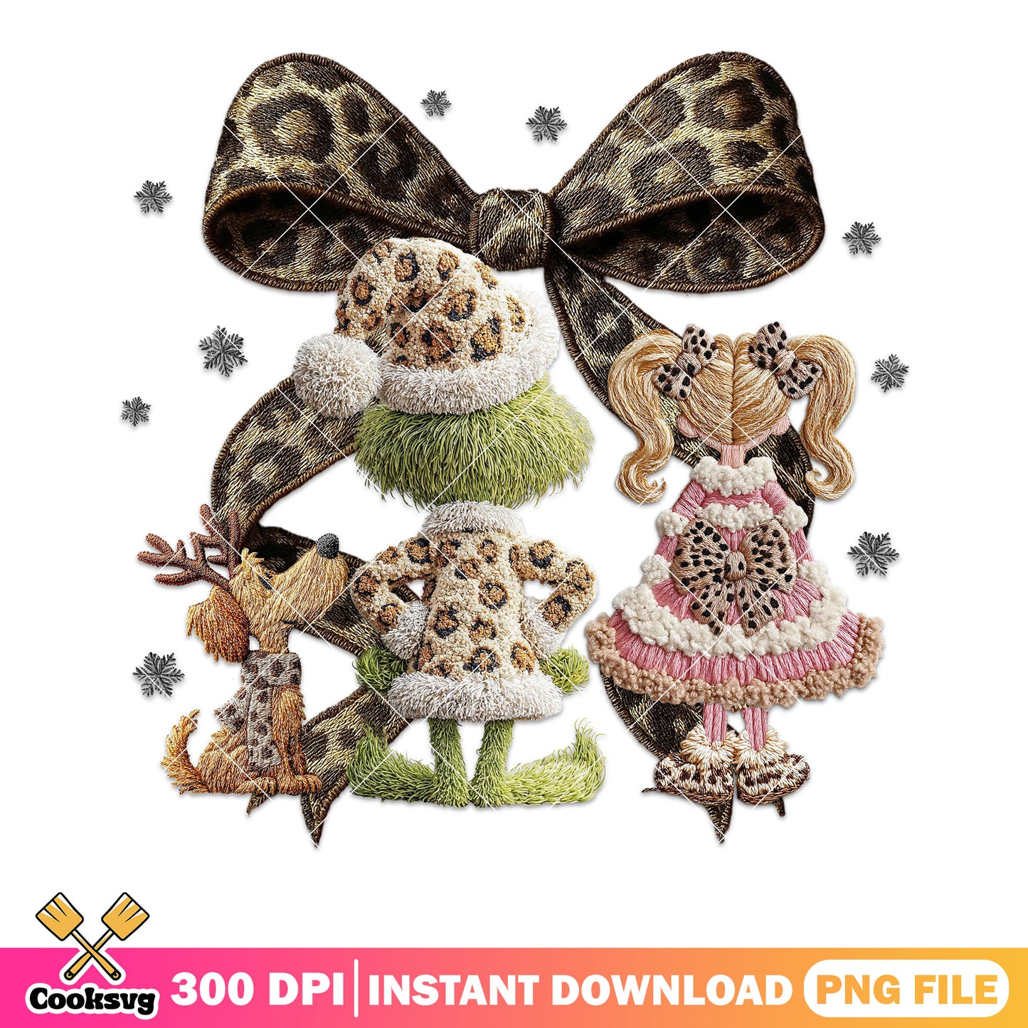 Leopard christmas style grinch png, cindy lou png, the grinch png