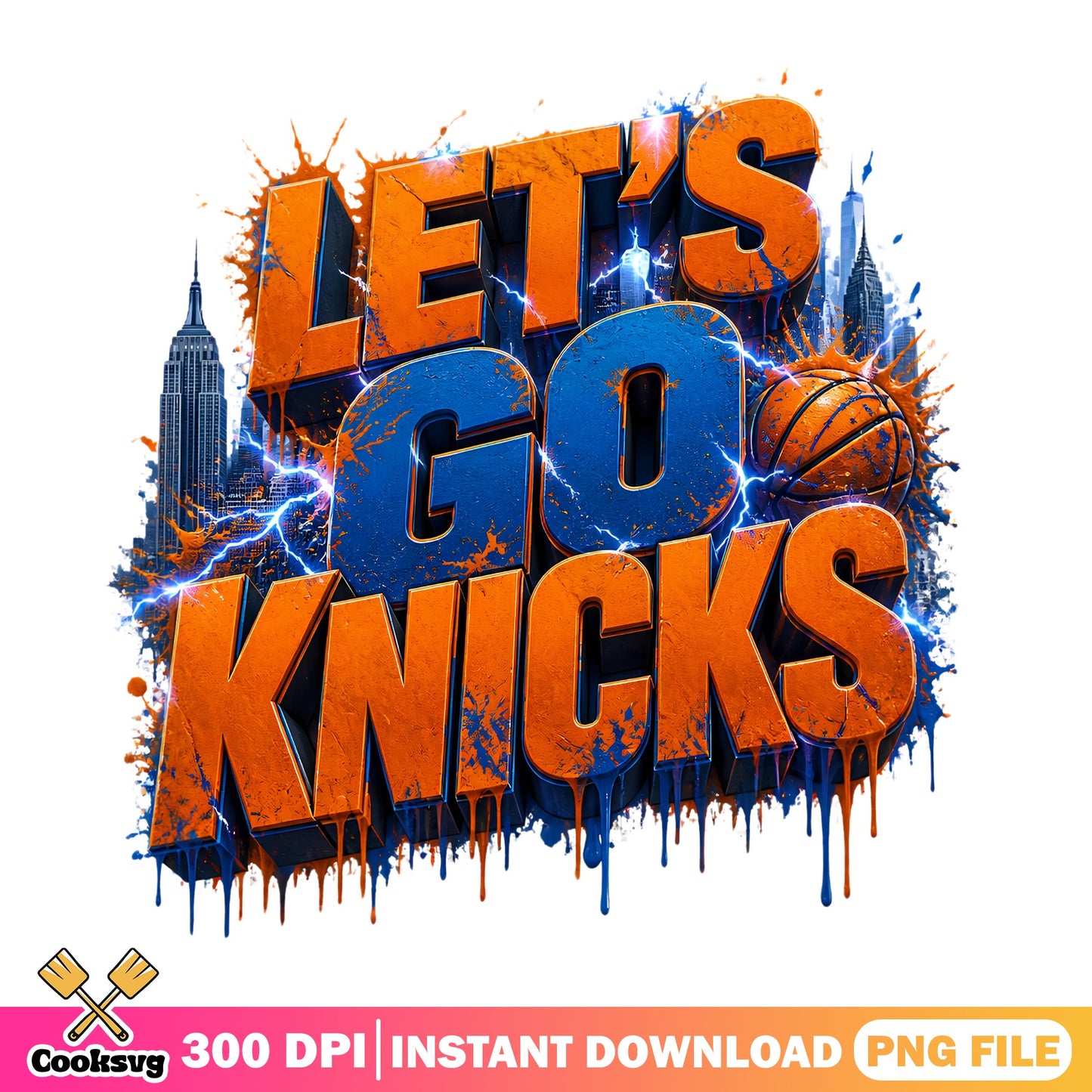 Lets Go Knicks PNG, New York Knicks Basketball, NBA Fan PNG