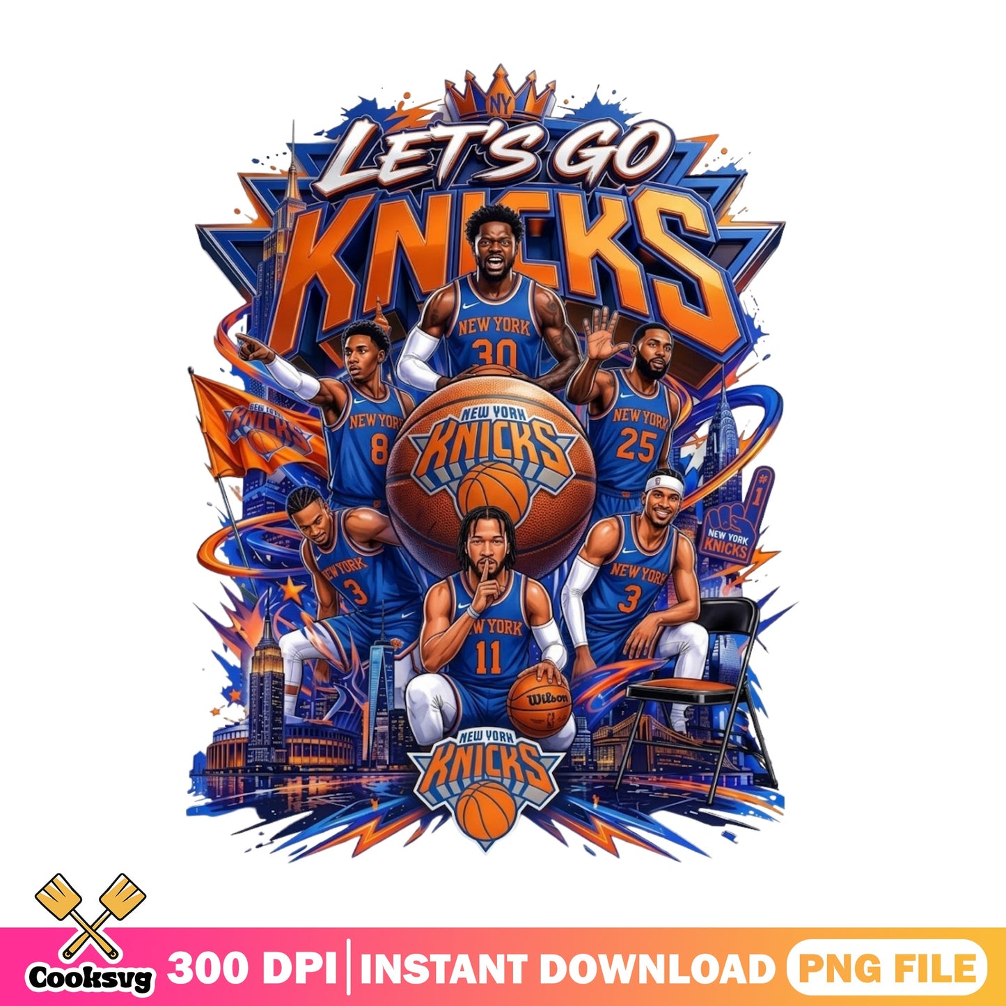 Lets Go Knicks PNG, New York Knicks Basketball PNG, NBA PNG