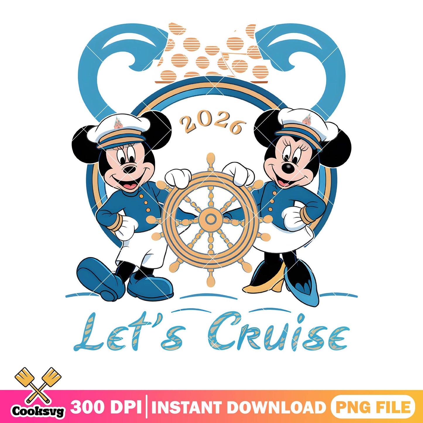Lets cruise mickey couple png, disney trip png, cruise travel png