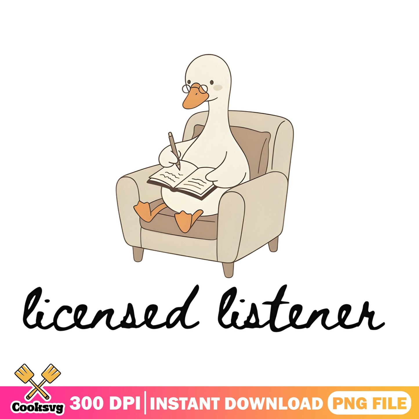 Licensed Listener Duck PNG, Funny Duck Therapist PNG, Cute Duck PNG