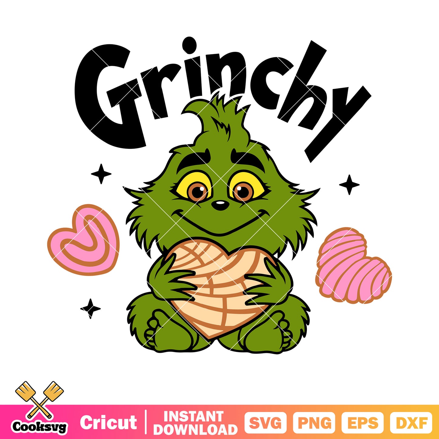 Little baby grinchy svg, pink heart svg, starry night svg