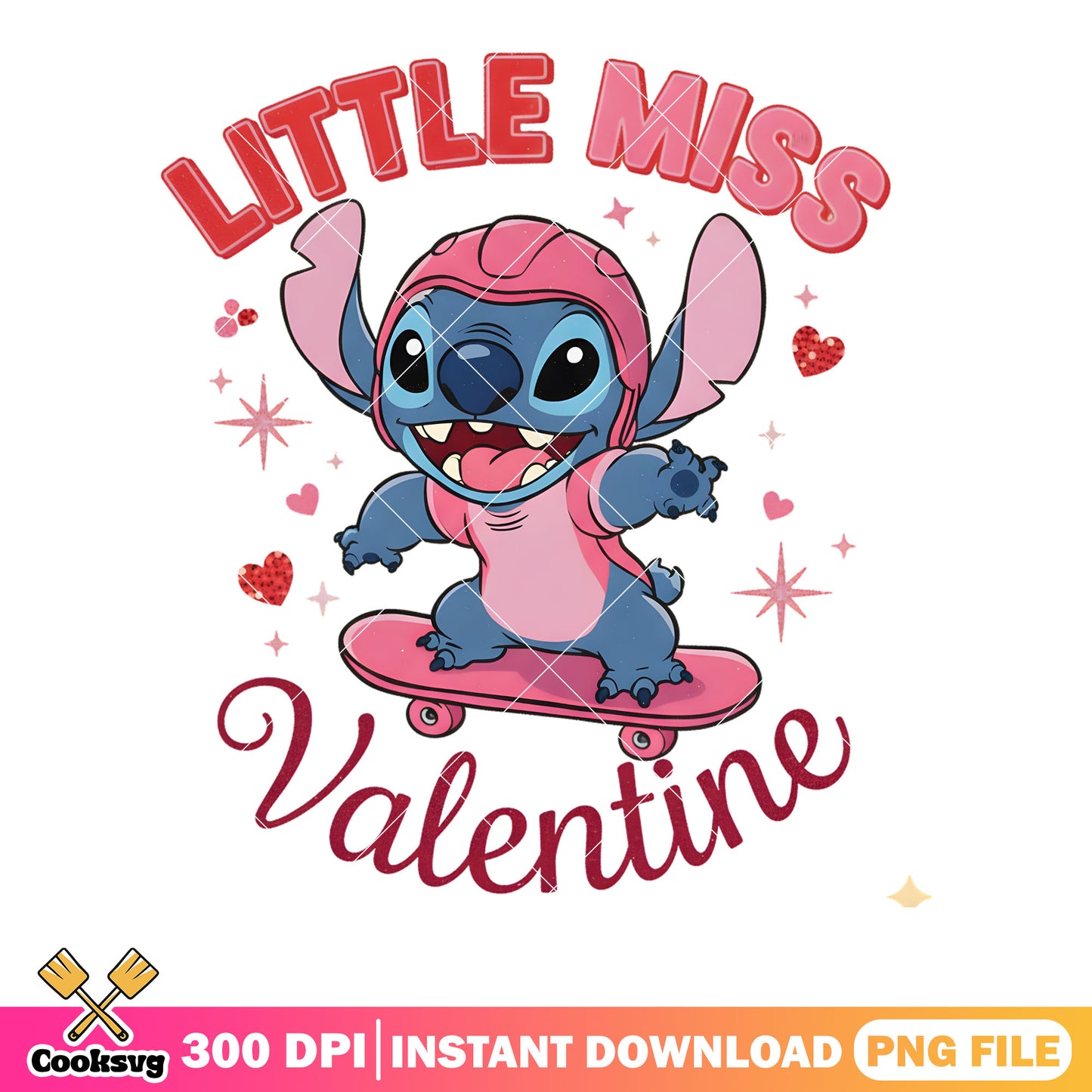 Little miss valentine png, stitch alien png, valentine vibes png