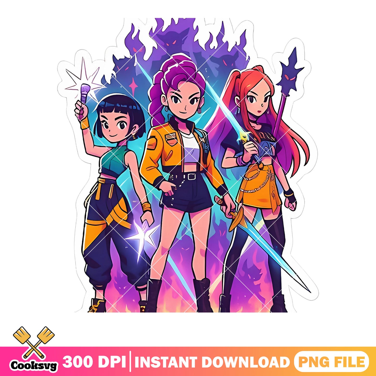 Little warrior huntrix team png, rumi huntrix png, huntrix kpop png
