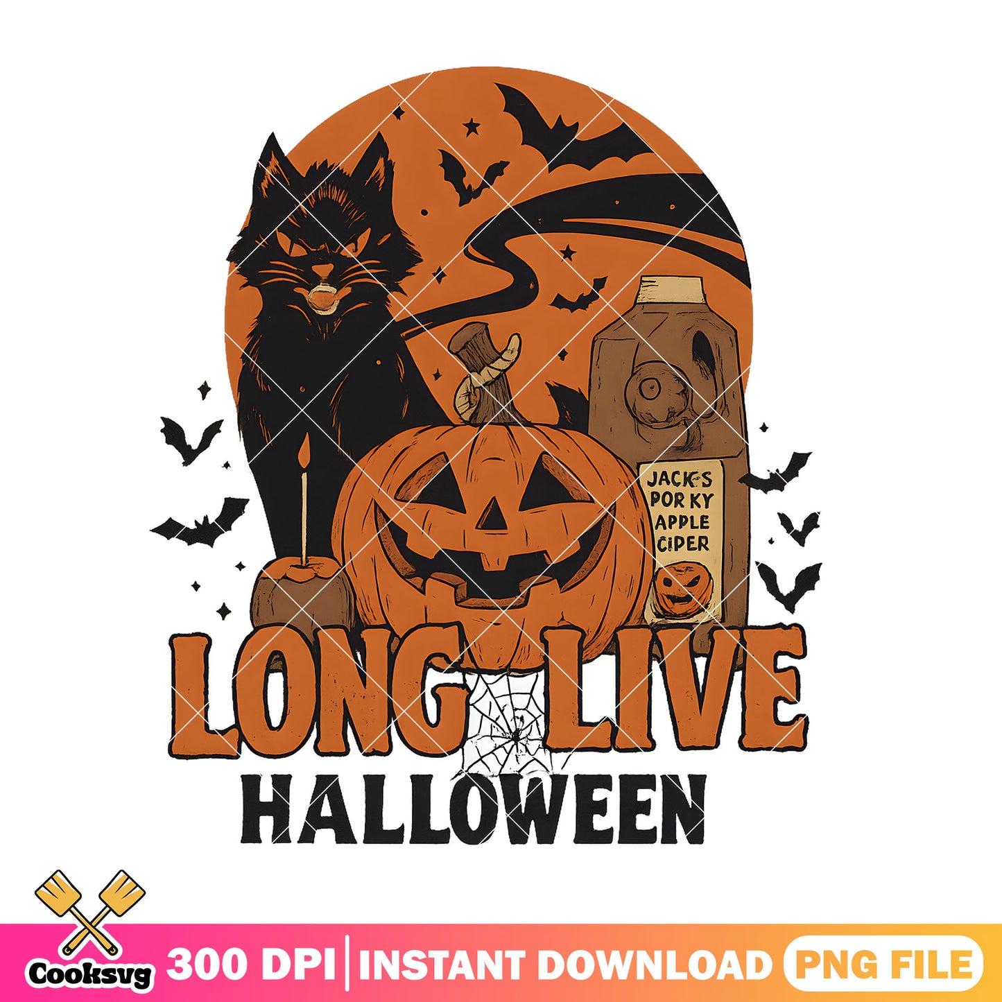 Long live halloween cat png, pumpkin halloween png, cat halloween png