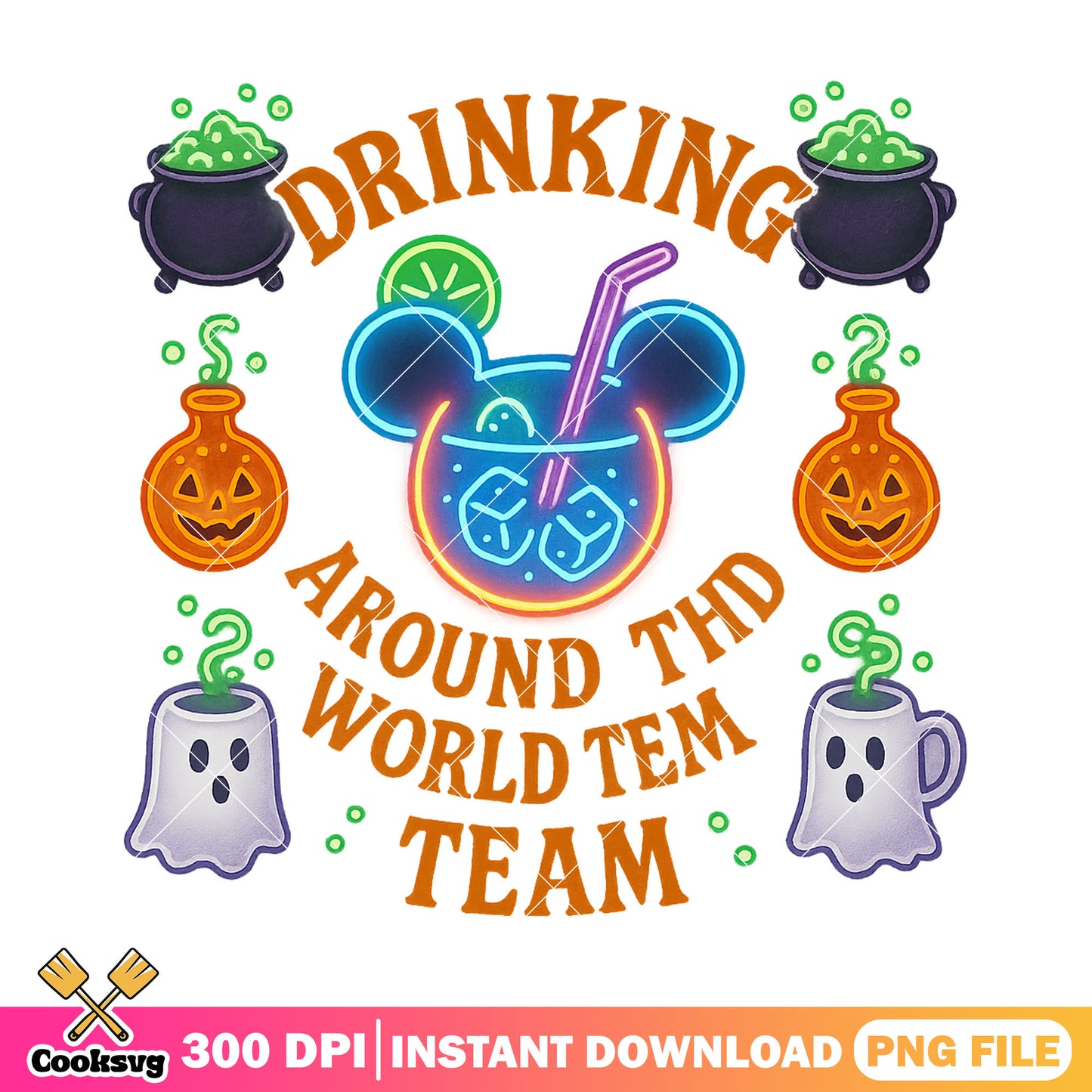 Love drinking team png, happy halloween png, disney plus png